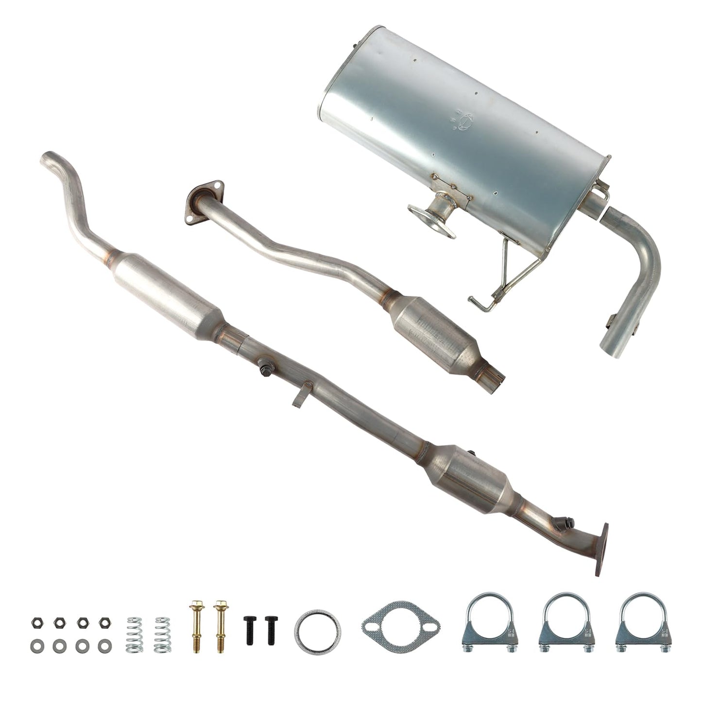 LELEHOKA Catalytic Converter Resonator Muffler Exhaust System Kit Direct-Fit Compatible with 2009 2010 2011 Mitsubishi Lancer 2.0L/2.4L AWD High Flow Design