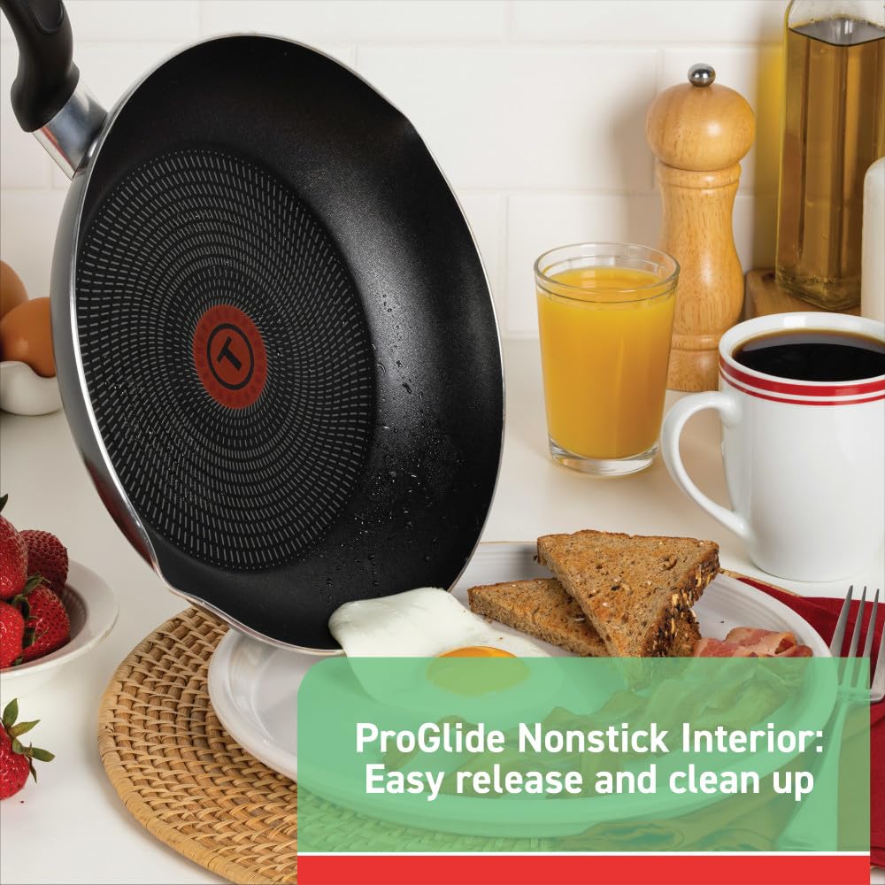 T-fal Initiatives Nonstick Cookware Set 18 Piece, Oven Broiler Safe 350F, Kitchen Cooking Set w/Fry Pans, Saucepans, Stockpots, Skillet, Spoons, Lids Pots and Pans Set Non Stick Dishwasher Safe Black