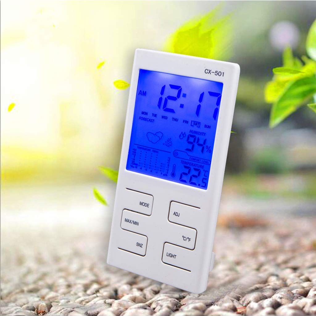 BERHUTJ Digital Thermometer Hygrometer LCD Backlight Multifunctional Indoor Temperature Humidity Meter Clock