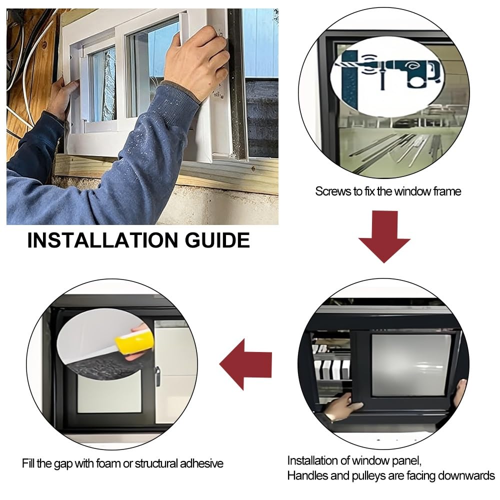 Basement Sliding Window, Push-Pull Lock, Ventilation & Natural Light for Replacement Window, Shed, Garage, Barns(White,31x12in/79x30cm(WxH))