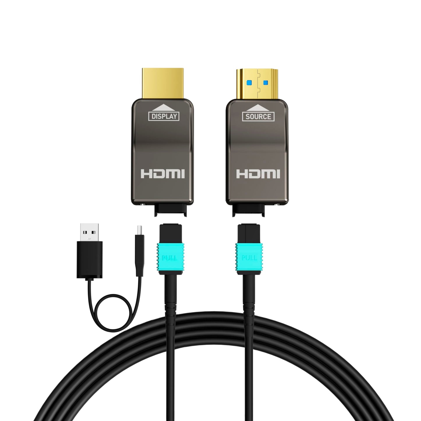 RUIPRO 8K Detachable Full Fiber Optic Armored HDMI 2.1 Cable 33FT, Ultra High Speed 48Gbps, Support 8K@60Hz 4K@120Hz, Dynamic HDR, eARC, Compatible with PS5/Xbox/Blu-ray/TV/Monitor/Projector