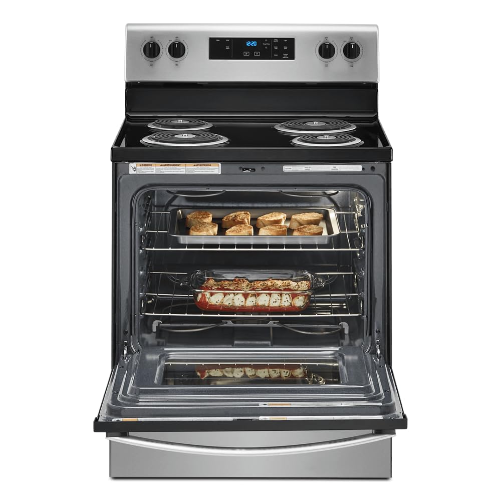 Whirlpool 30 in. 4.8 cu.ft. 4 Burner Element Electric Range with Keep Warm Setting in Stainless Steel with Storage Drawer