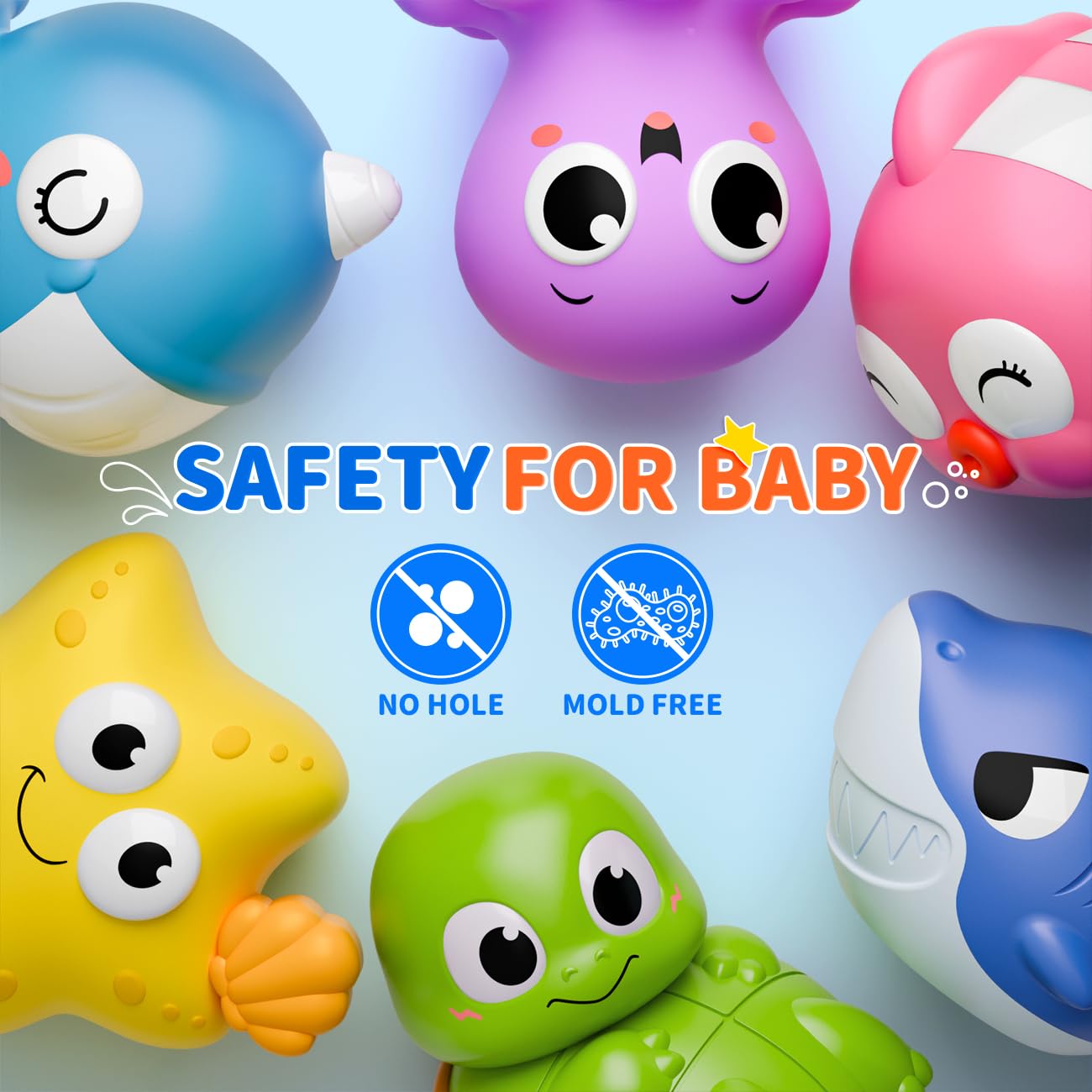 6 Packs Light Up Bath Toys for Kids Ages 1-3, Sea Animals Bathtub Toys for Baby 12-18 Months Toddlers 2-4, Water Activated Pool Toys for 1 2 Year Old Boy Girl Gifts