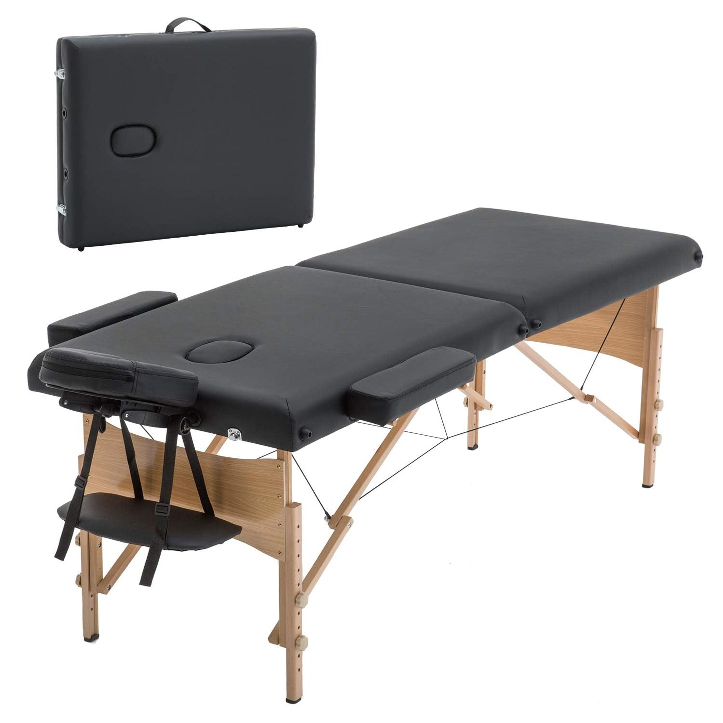 FDW Massage Bed Portable Massage Table 28 inch Wide Lash Bed 2 Folding Height Adjustable Spa Tables Foldable with Non-Woven Bag for Spa Footmassage Facial CareSpa Tattoo