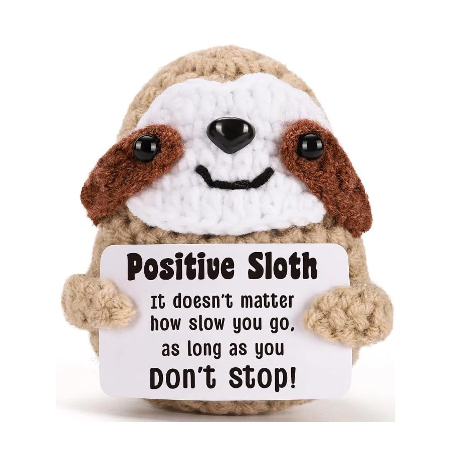 Fydatrading mini Positive Dolls Bulk Gifts - 4pcs Cute Emotional Support Animals Desk Decor with Cards, Emotional Support Crochet Animals for Friends, Funny Knitted Small Gifts for Christmas.