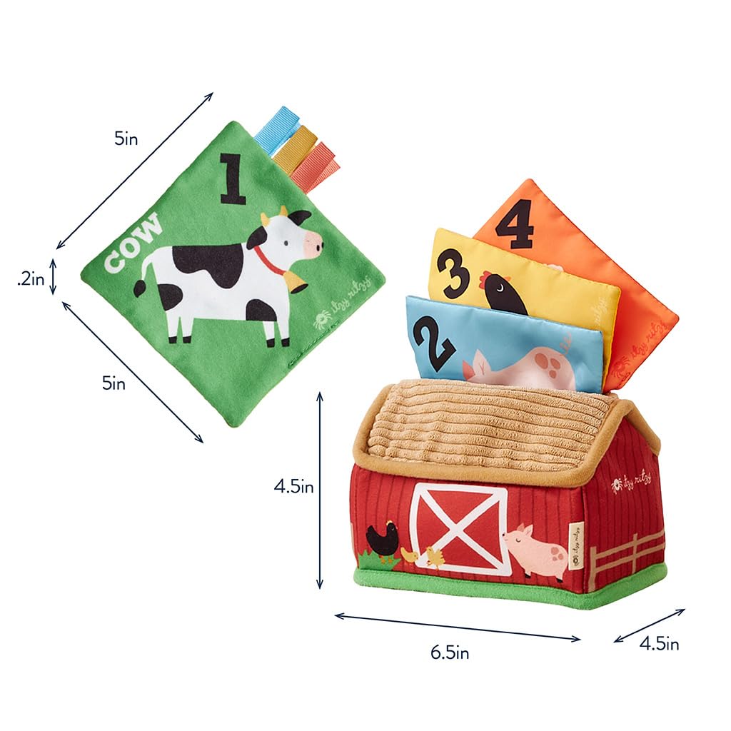Itzy Ritzy Sensory Scarves – Farm-Themed Put-and-Take Scarf Toy for Babies & Toddlers – Teaches Animals, Numbers, Colors & Textures – Features Soft Satin Scarves with Crinkle Sounds (Farm)