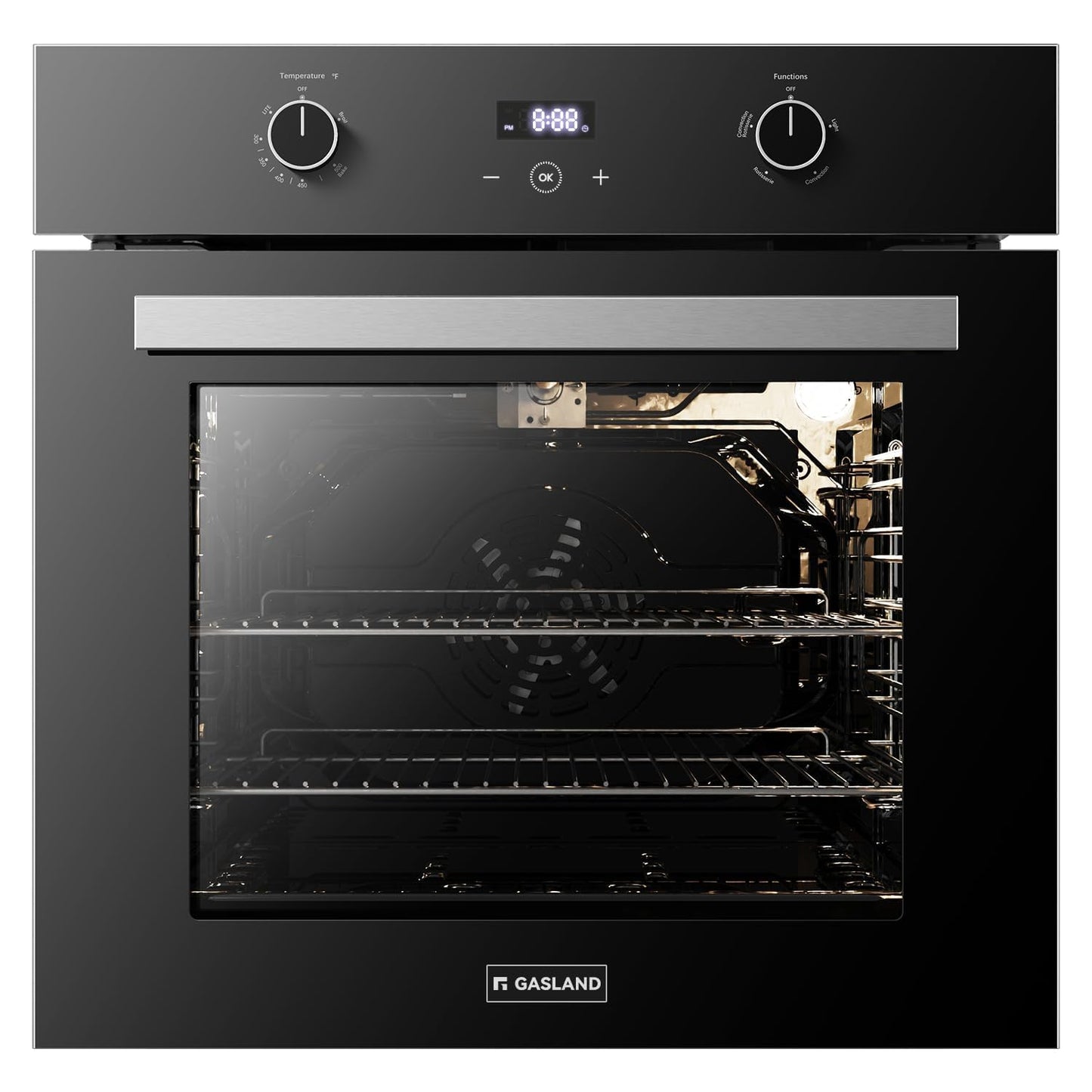 GASLAND 24 Inch Gas Wall Oven, ETL Certified Built-in Natural Gas Oven with Convection, Rotisserie, Bake & Broil, Digital Timer, 120V Plug, Easy Clean Single Wall Oven Black