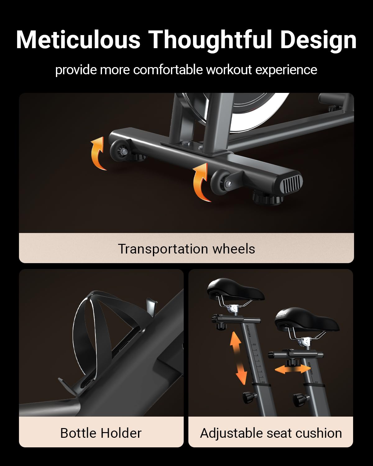 HARISON Exercise Bike, Stationary Bike for Home 380 lb Weight Capacity, Magnetic Workout Bike with Bluetooth App, Brake Pad Indoor Cycling Bike with Tablet Mount & Comfortable Seat Cushion