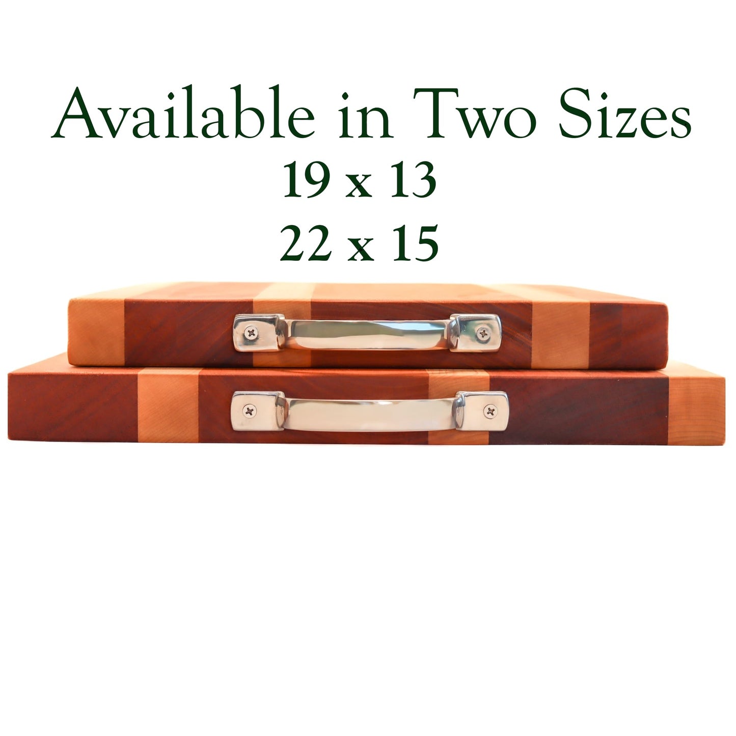 Grandwood Manor Mahogany & Maple Cutting Board & Charcuterie/Serving Platter with Stainless Steel Handles (19 x 13 x 1.75)