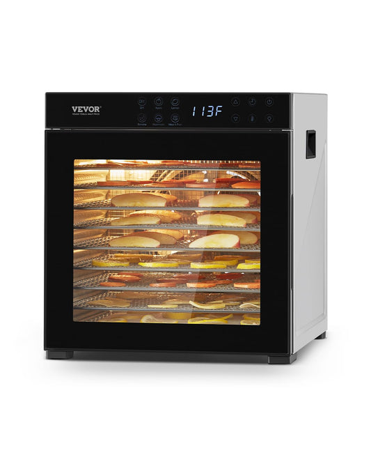 VEVOR Food Dehydrator, 10 Stainless Steel Trays Dehydrators Machine, 1000W Food Dryer with Adjustable Temp & 24-Hour Timer, Food Dehydrator for Jerky Meat Fruit Vegetables Herbs Dog Treats