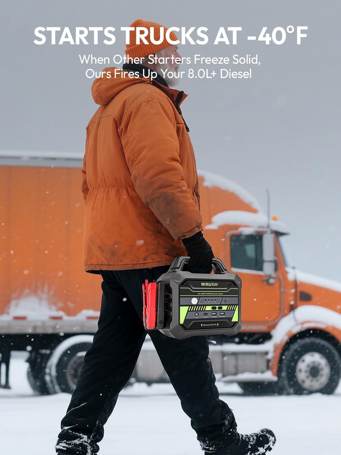 YESPER 78,000mAh Heavy Duty Jump Starters - 6000A Car Jump Starter Pack for All 12V Diesel & Gas (Trucks, SUVs, RVs, etc.) SuperSafe Jump Box, Powerful Force Start Jumper Pack (-40°F to 140°F)