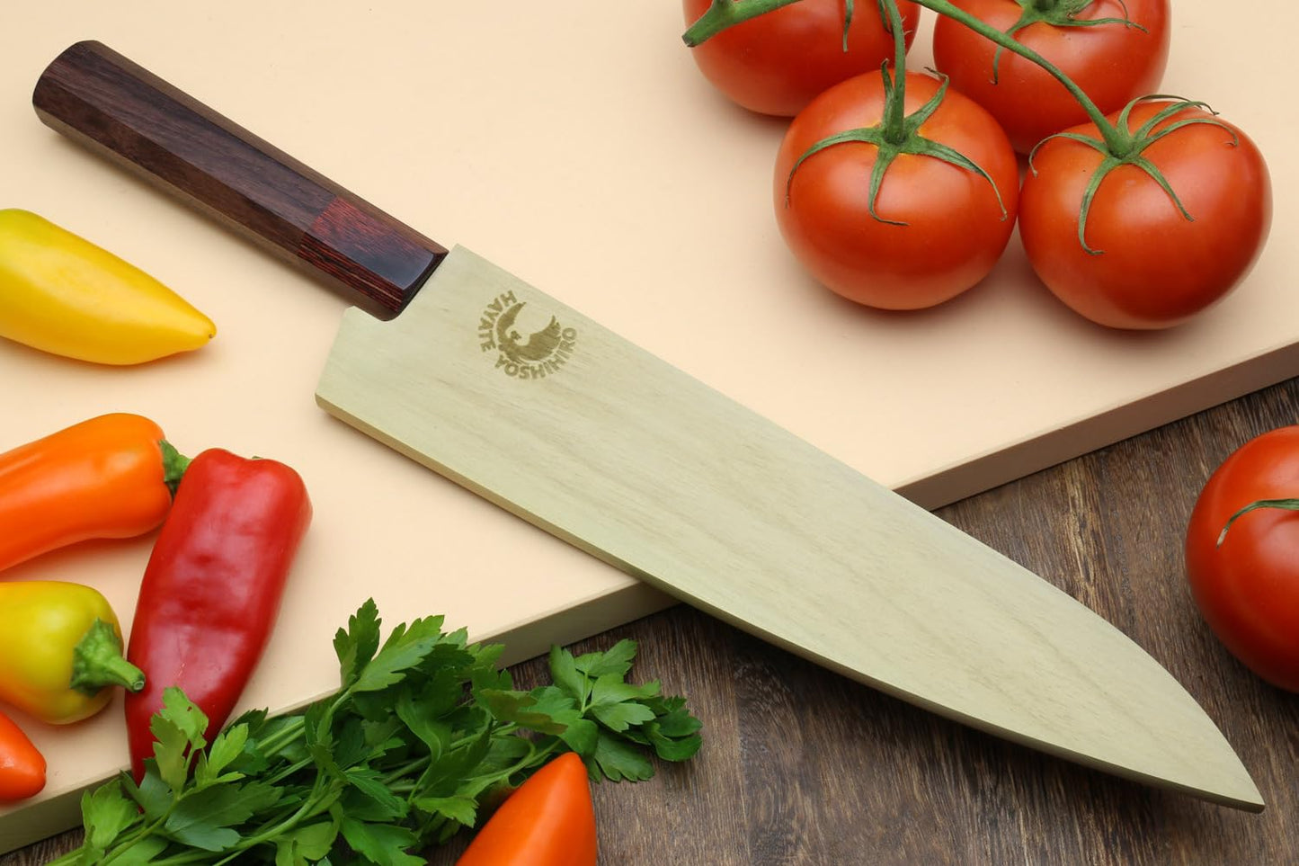 Yoshihiro VG10 46 Layers Hammered Damascus Gyuto Japanese Chefs Knife (Octagonal Shitan Rosewood Handle) (7" (180mm))