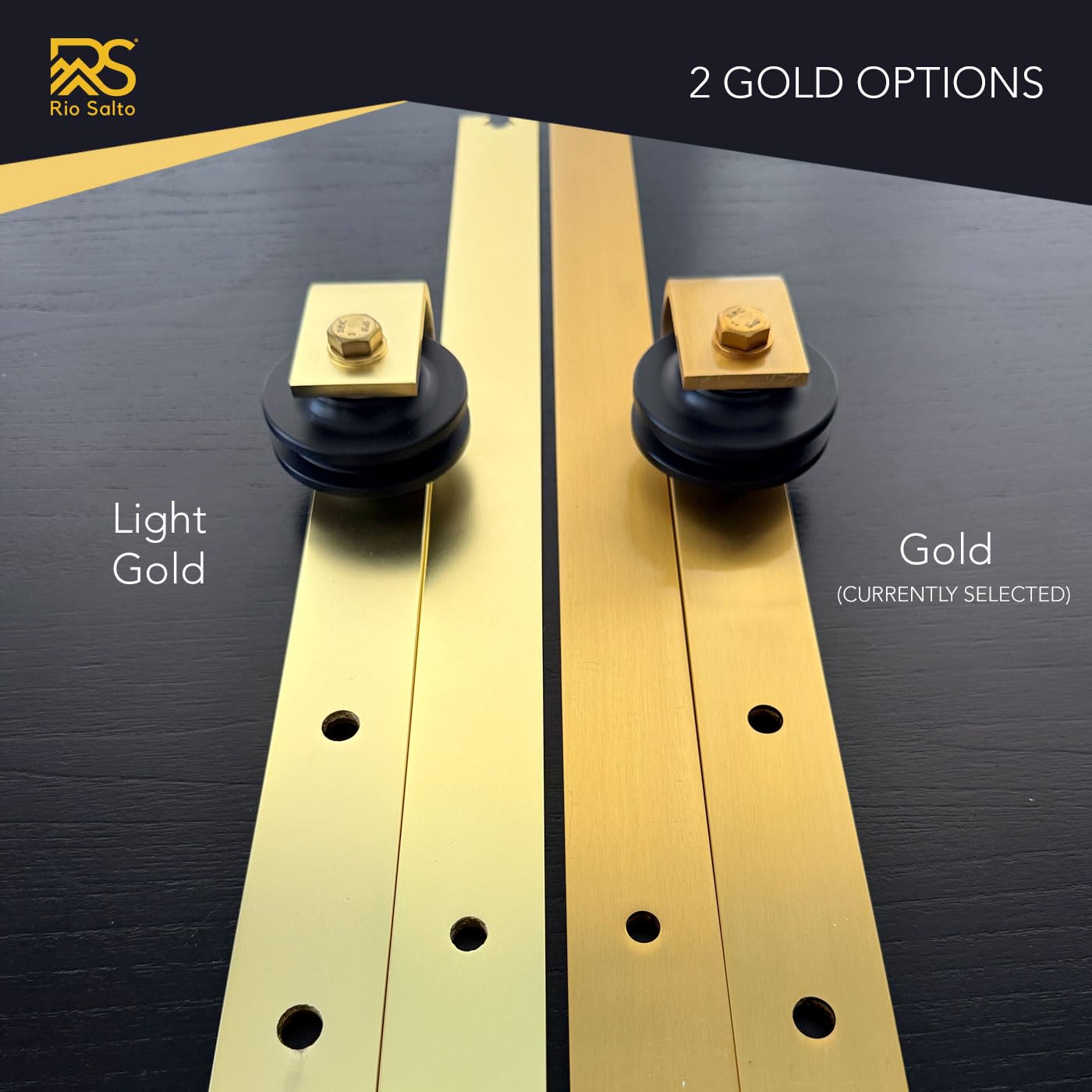 Rio Salto Gold Barn Door Hardware Kit Length up to 6FT Sliding Door Hardware 72in Track Modern Barn Interior Gold Barn Luxury Brushed Brass Panel Hardware for 1 Door - 6ft - NO Door