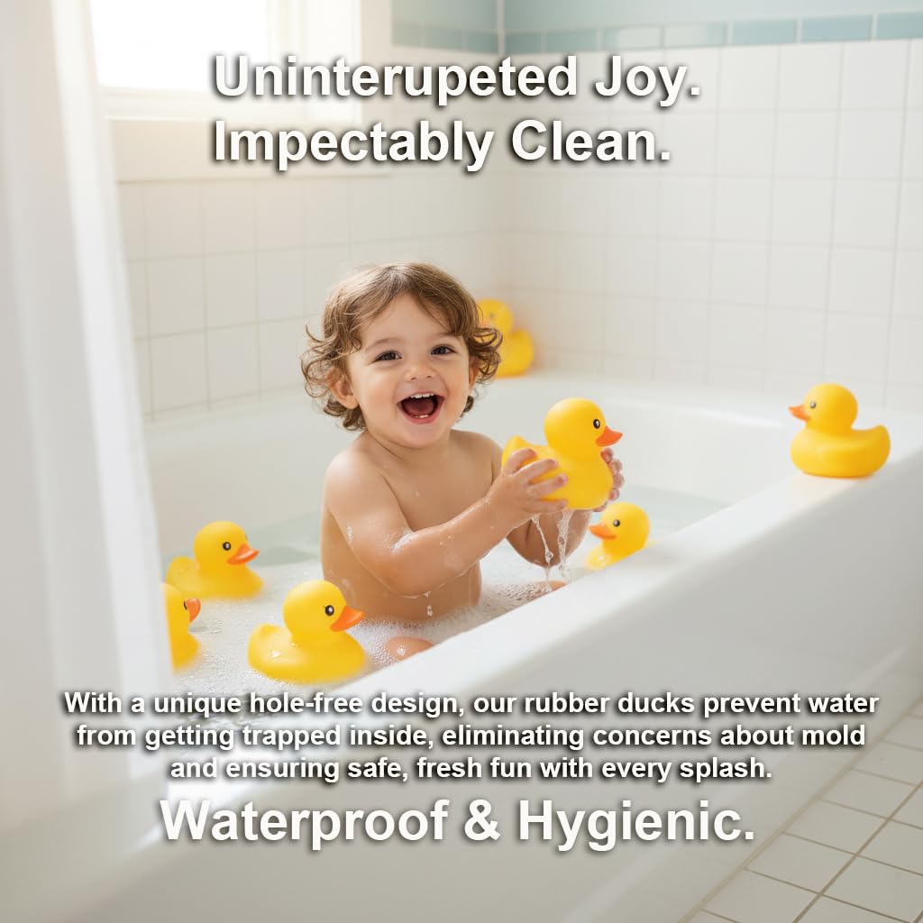 2 Pcs Jumbo Rubber Yellow Duck,Kalafona 10.3 Inch Giant Big Large No 'Bebe' Noise No Hole Rubber Funny Duck Bath Pool Toy Without Hole for Kids Shower Birthday Party Favor Home Decor