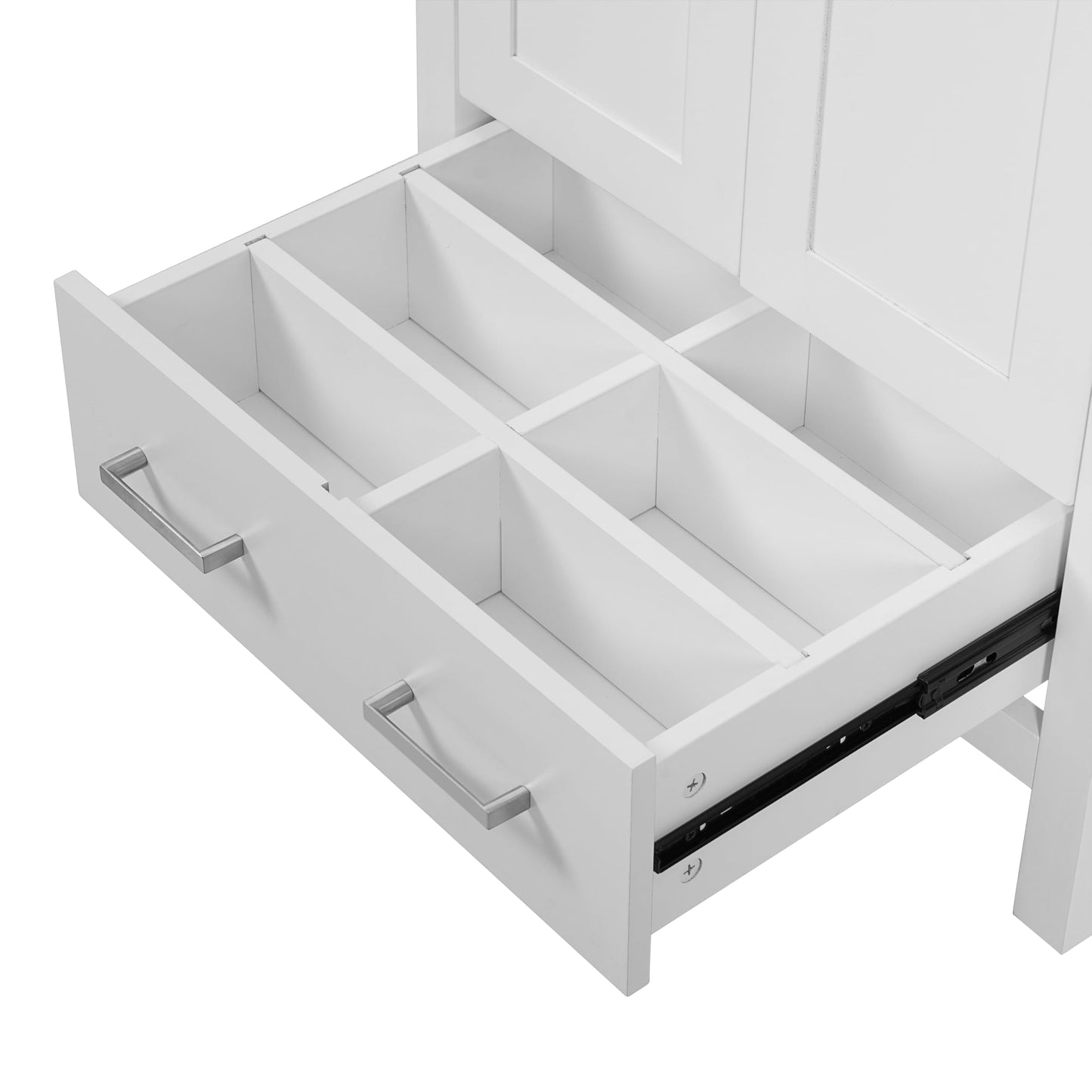 Favfurish 48" Bathroom Vanity with Ceramic Double Sink, Undermount Double Basin Vanity Set w/2 Divided Drawers and 4 Double-Layer Soft Close Doors & Built-in Shelf, Freestanding Storage Cabinet,White