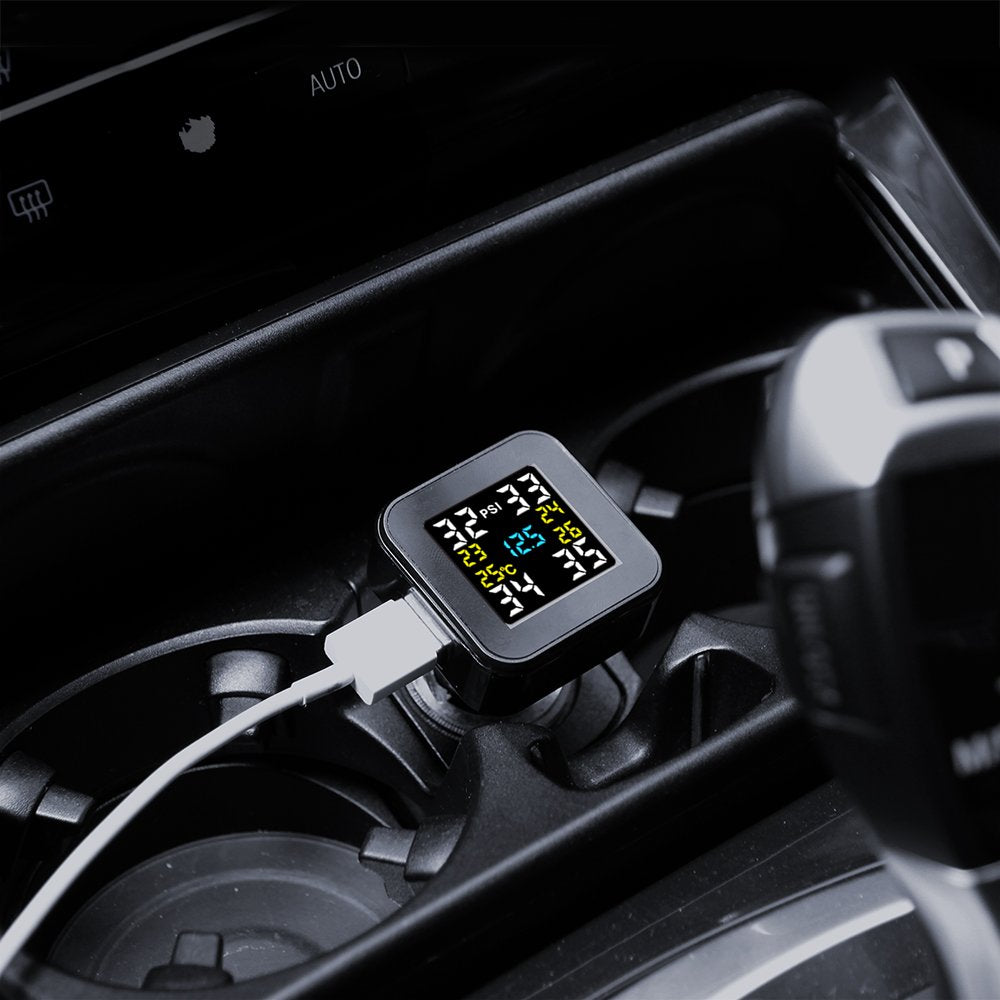 VESAFE Wireless Tire Pressure Monitoring System, Universal TPMS with Full-Color Real-Time Display, 5 Alarm Modes, 4 Waterproof Tire Pressure Sensors, 2-Year Battery Life, 0-6Bar/ 0-87PSI