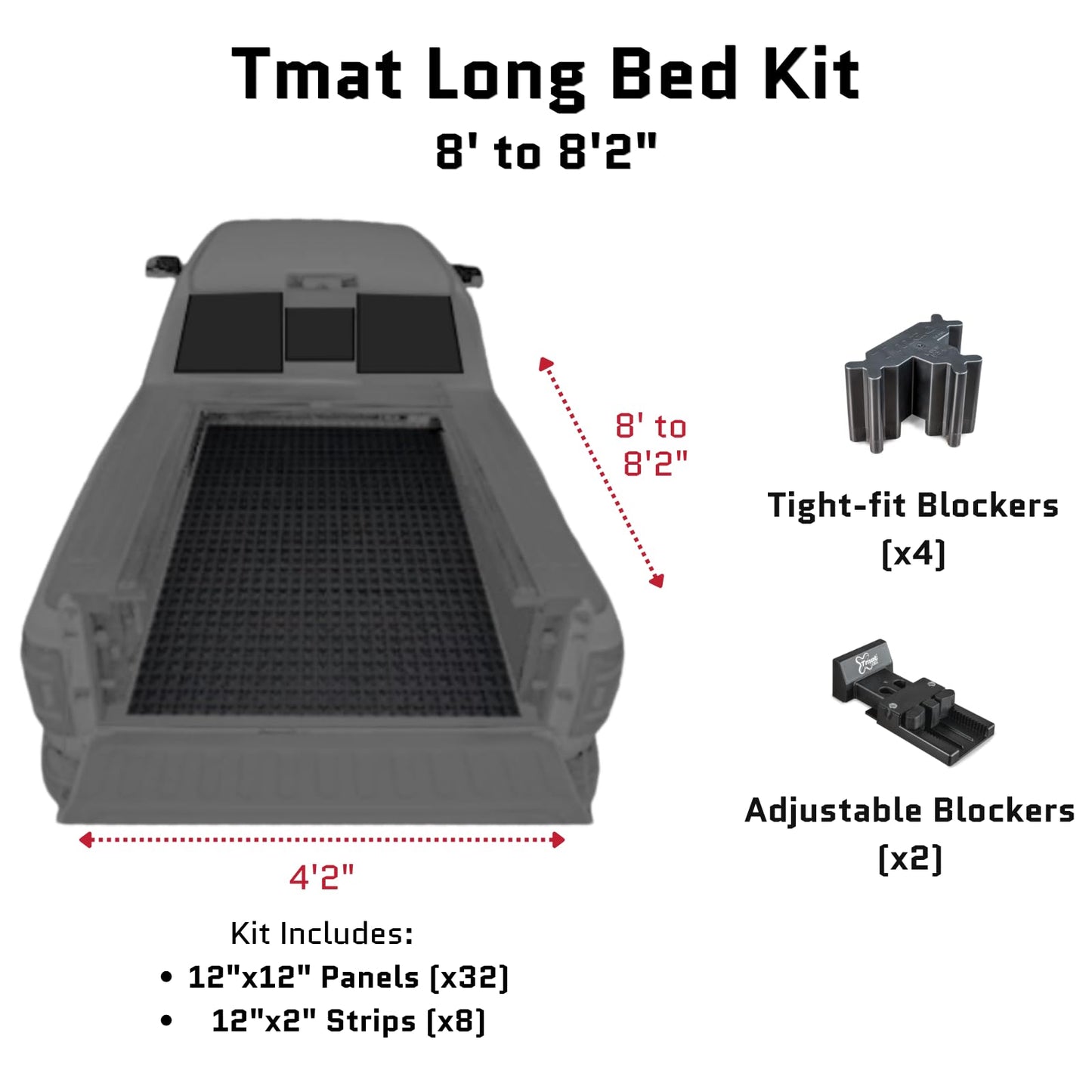 Tmat Truck Bed Organizer Storage System Slide Out Mat (Universal Fit for Long Beds 8' to 8'2")