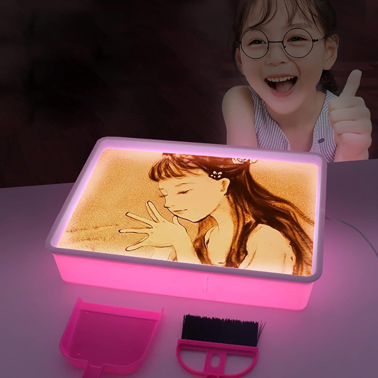 Odoorgames Sand Painting Light Box, Sensory Light Table for Kids - 3 Color Temperature & 10 Levels Adjustable Brightness, 16" (Blue)
