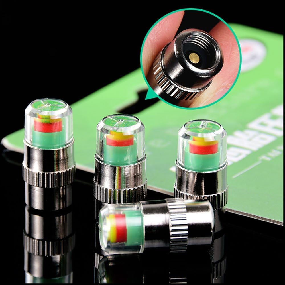 ANKI HAPPIGO 4Pcs 36 PSI Car Tire Pressure Monitor Valve Stem Caps Sensor Indicator Easy to Read 3 Color Eye Alert