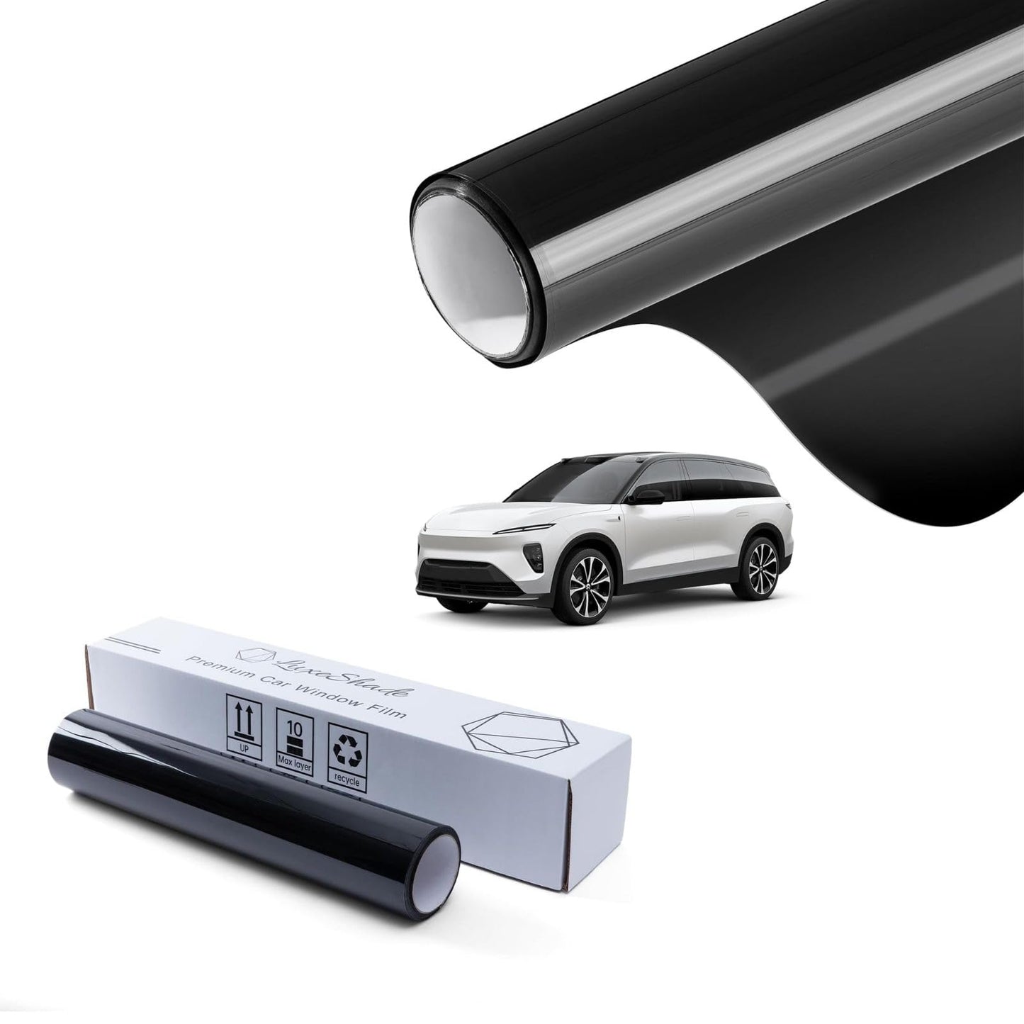 LuxeShade 2-Pack Car Window Tint – Premium Carbon 5% VLT Privacy Window Films, UV/IR Heat Blocking, Scratch & Fade Resistant (1Ply 24"*100ft + 2Ply 36"*100ft)