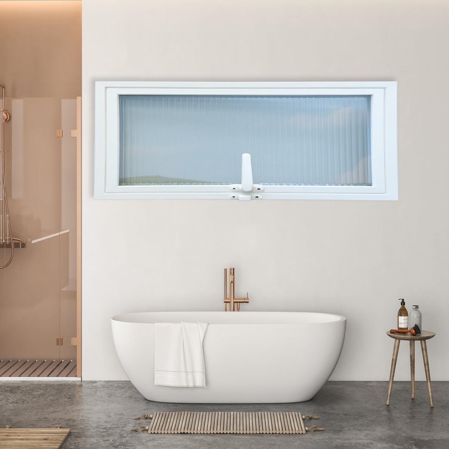 36x24in Windows for houses, 360° Rotation Sliding Window, Flush Mount Rotating Ventilated Windows, Basement Window with Tempered Glass, for Bathroom/Kitchen/Warehouse/Playhouse (White, 36x24in)