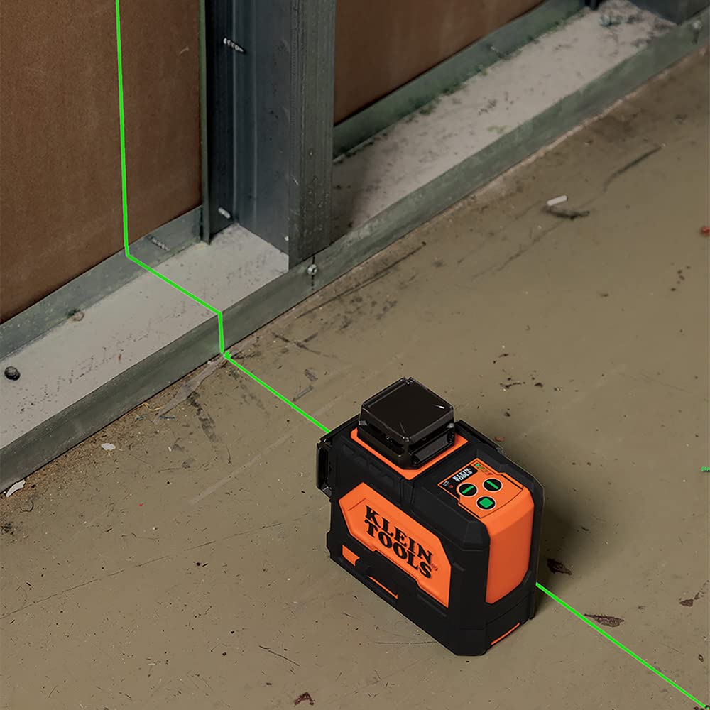 Klein Tools 80184 Laser Level 360-Degree Self-Leveling with Tripod Stand, Green Laser Level, Class 2 Laser, ≤1mW Each Beam, and Compact Tripod Kit with Mount, 2-Piece