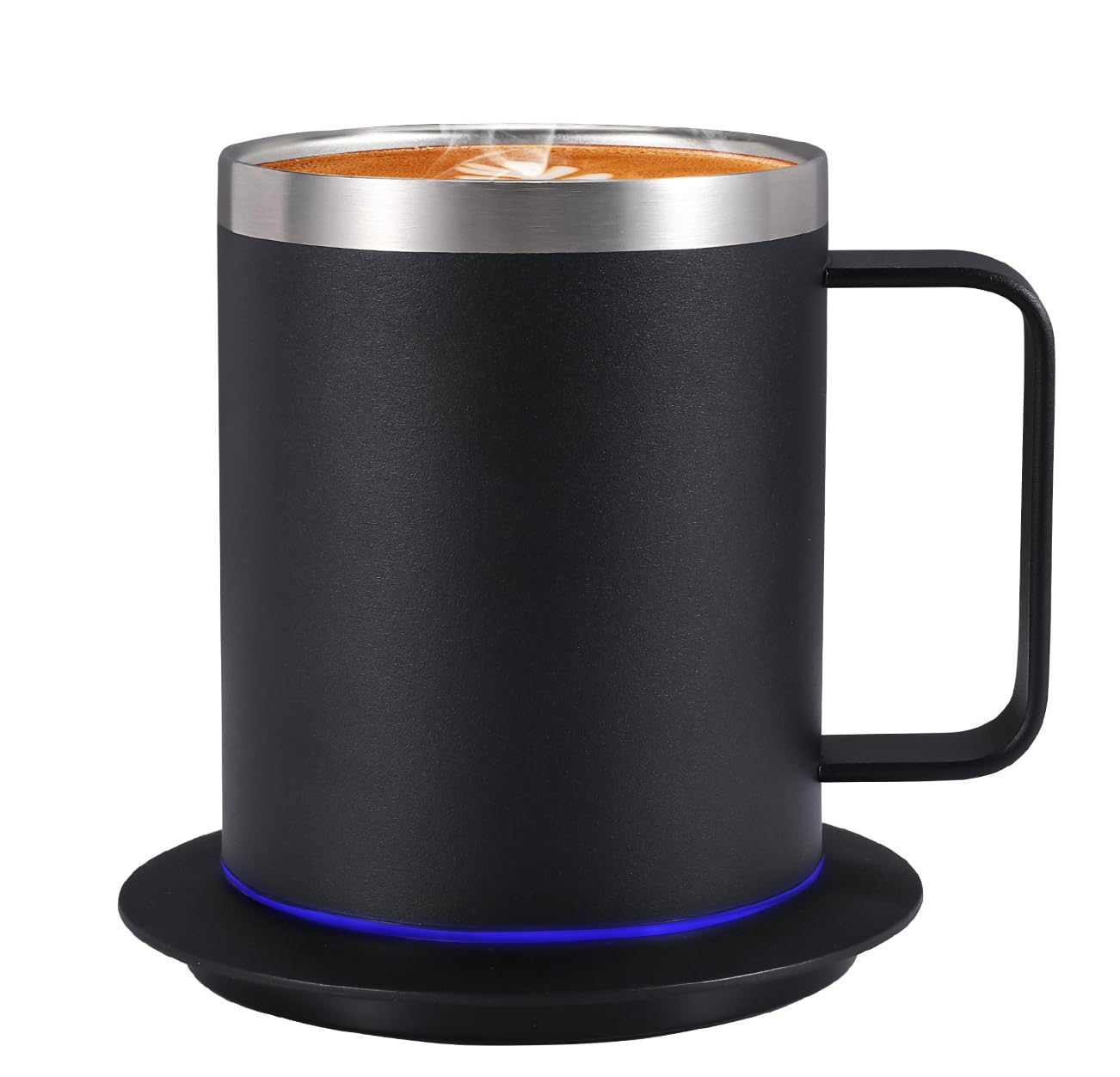 Smart Electric Heated Mug with 10Hrs Auto Shut Off, Coffee Warmer with Mug Set, USB Powered Self Heating Coffee Cup 12oz-Black