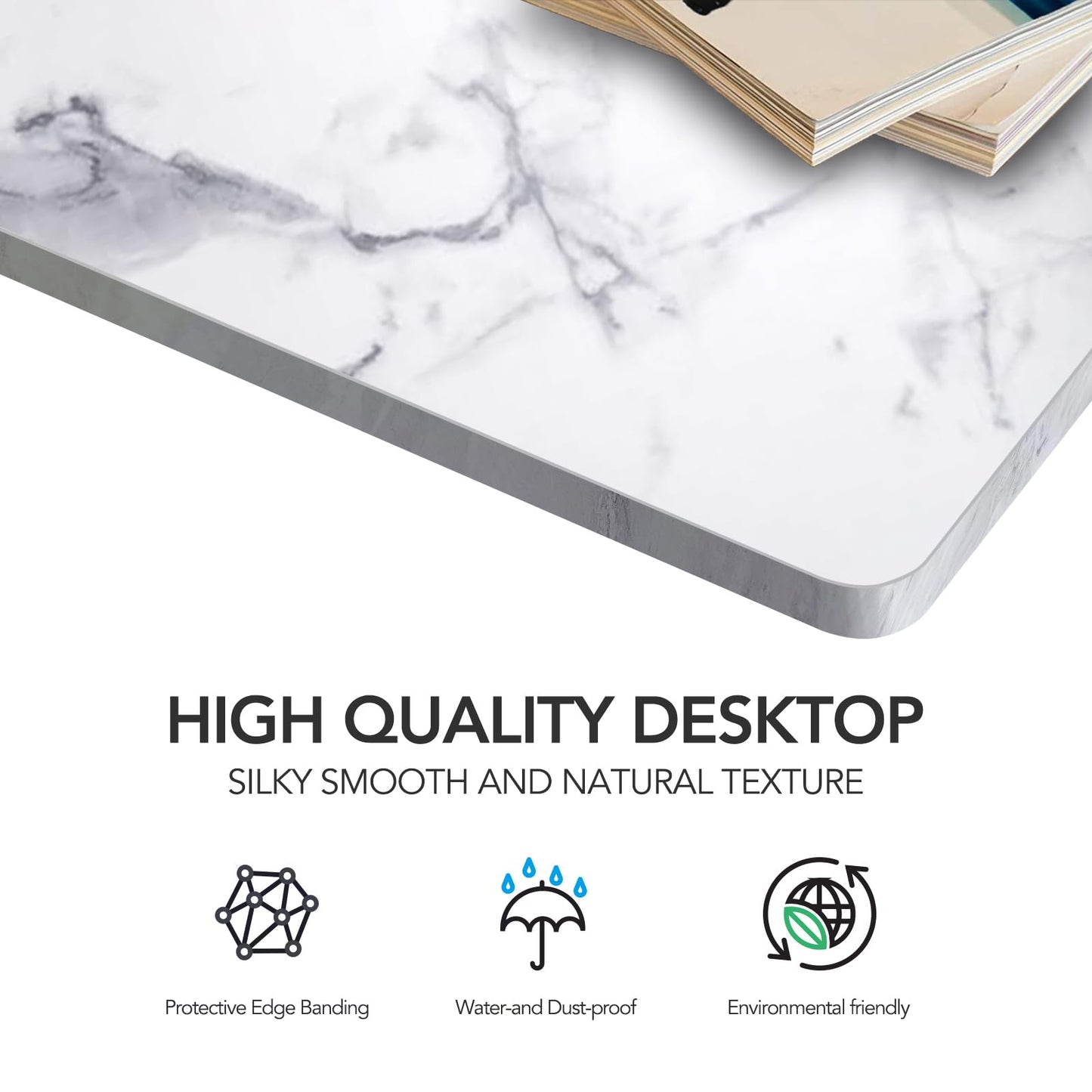 SANODESK Whole-Piece Particle Board Table Top for Standing Desk and Home Office Desk DIY, 48x24x1 Inch Marble Grey Desk Top