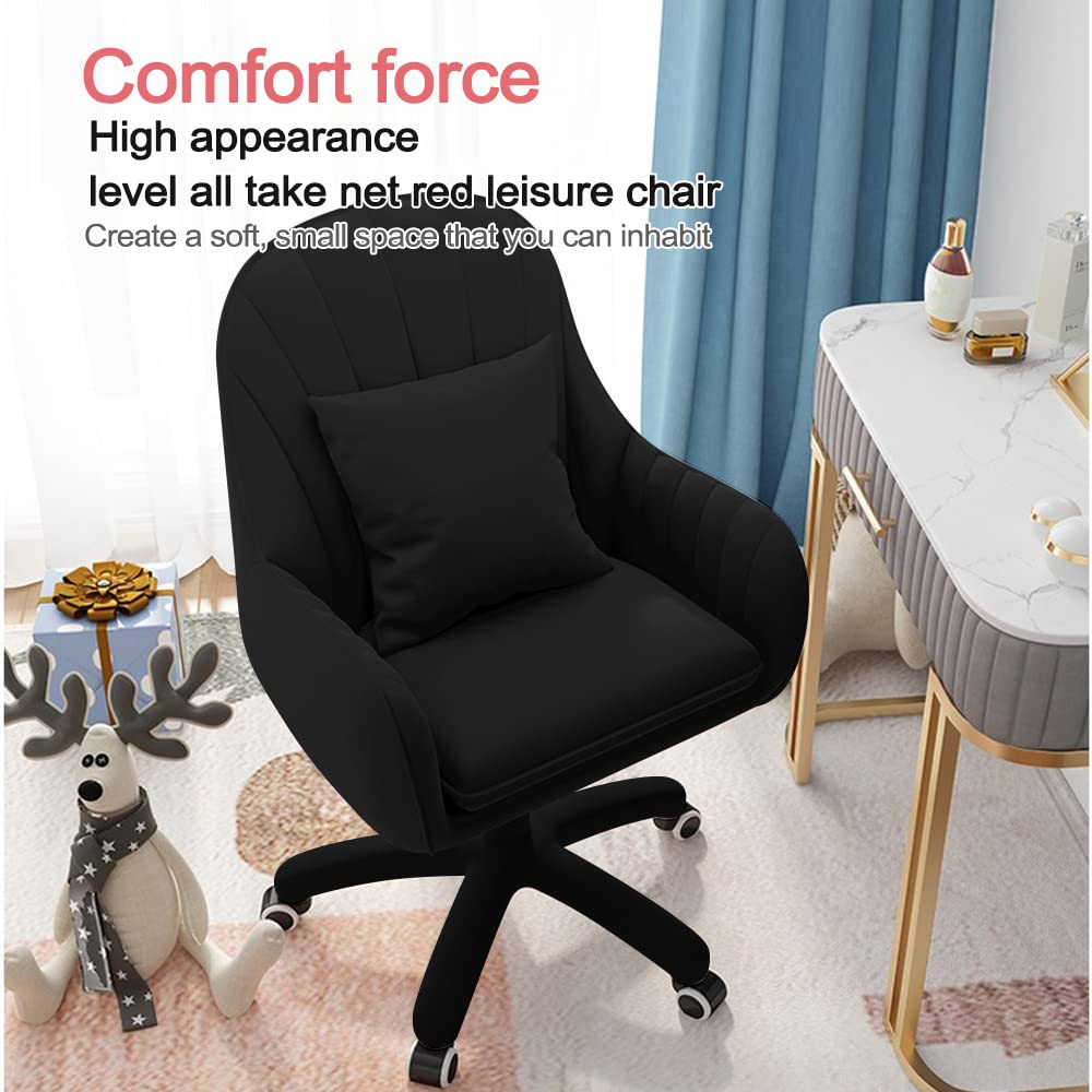 XUEGW Home Office Chair Computer Chair with Mid-Back Upholstered Modern Tufted Computer Task Chair Swivel Height Adjustable Velvet Accent Chair Suitable for Bedroom, Study