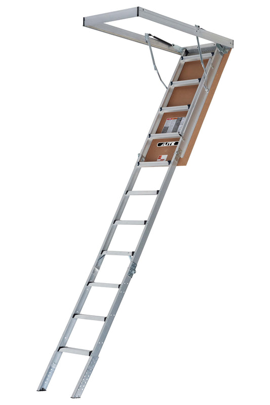 LITE 10-foot Aluminium Attic Ladder 54"W x 22.5"H (Rough Opening), 375-Pound Load Capacity, Type IAA, AA2211