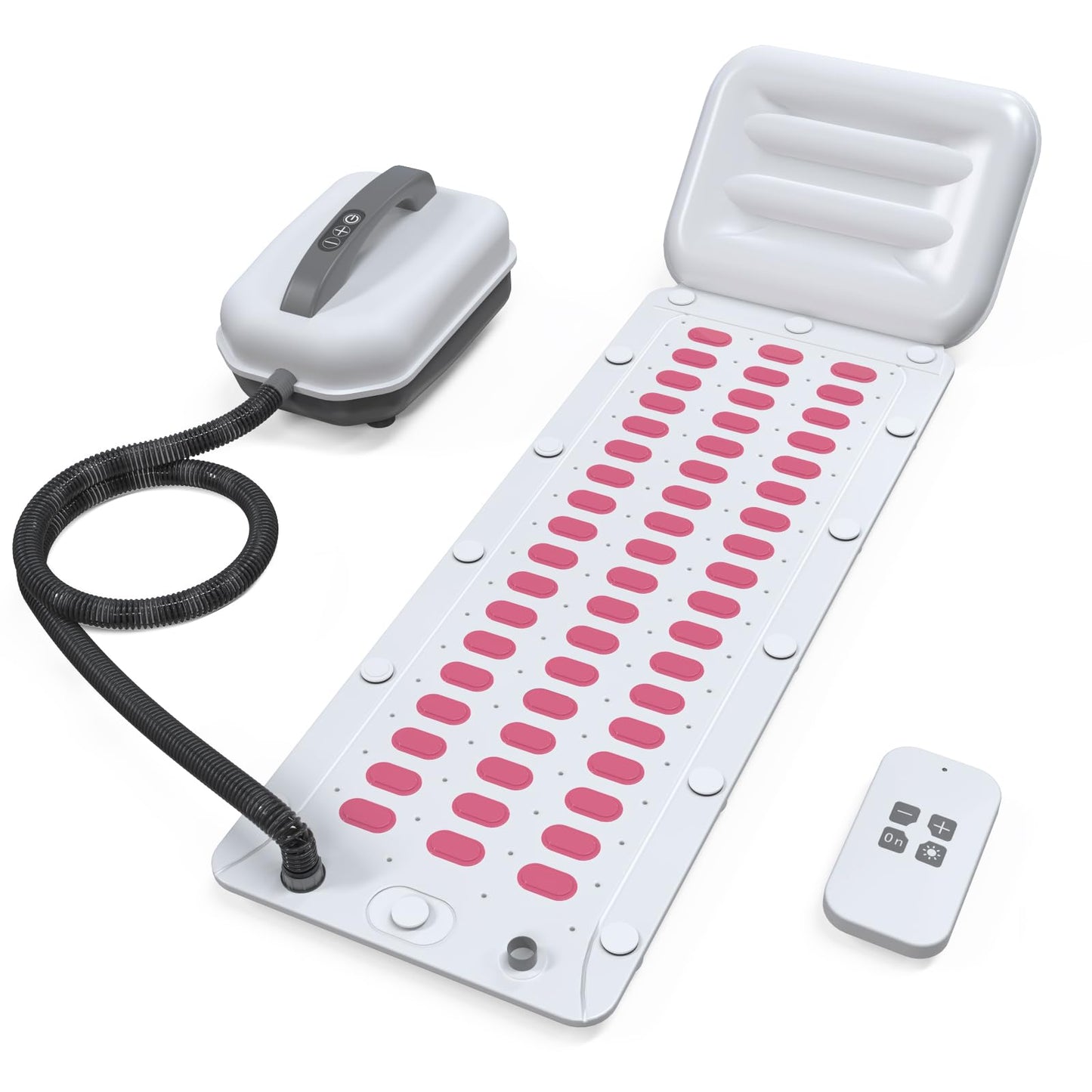 Portable Spa Bubble Bath Massager - Bubble Massage Bath Mat for Bathtub,74 Air Jets with Remote Control, 6 Speed Settings & Non-Slip Suction Cups, Includes Inflatable Pillow for Spa Relaxation (Pink)