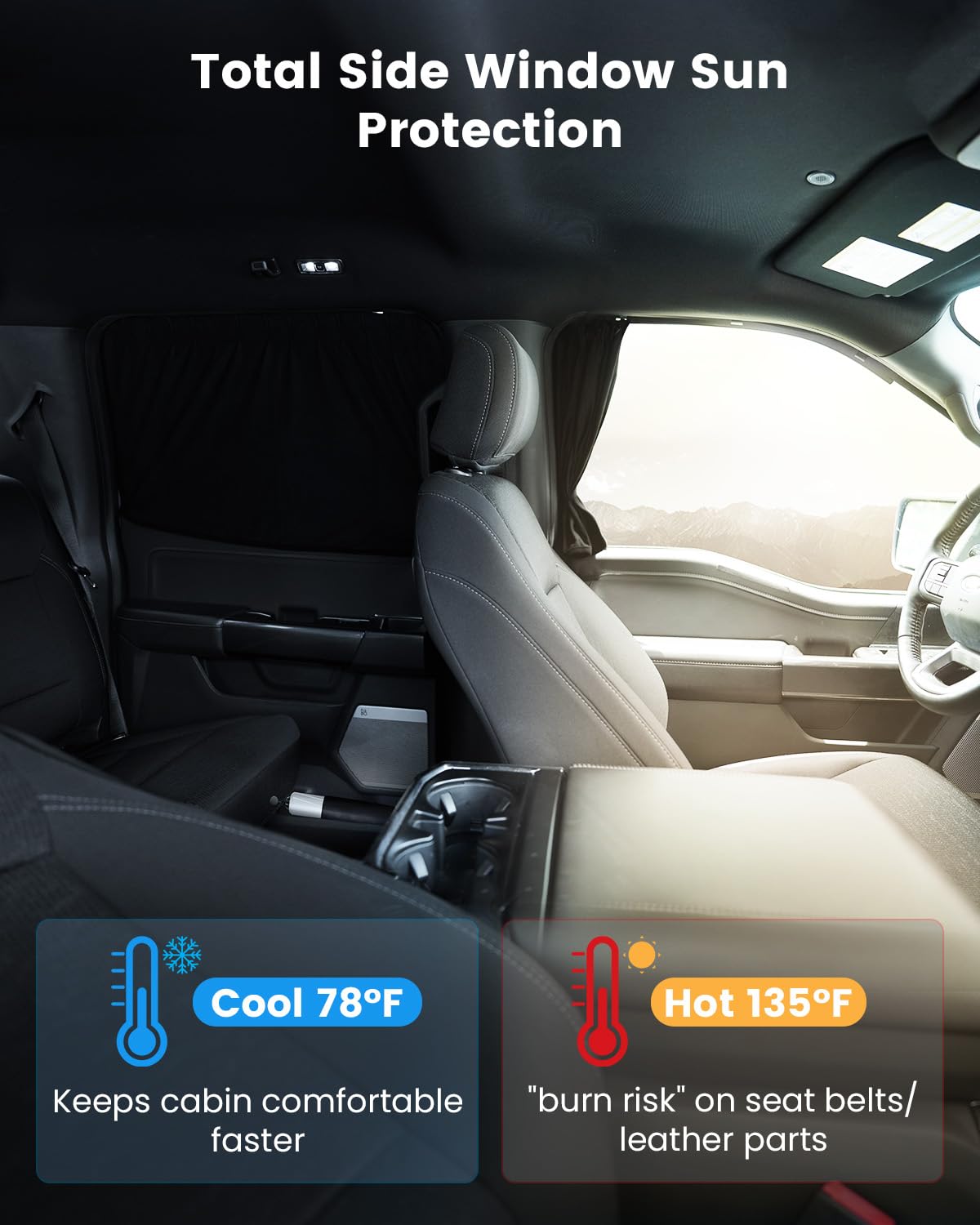 [2025 Upgraded] Weektic Car Curtains for 2021 2022 2023 2024 2025 Ford F150 SuperCrew | Drive-Safe Car Side Window Sun Shade Block 99% UV & Protect Privacy, Easy to Install Without Damage, Black 4pcs