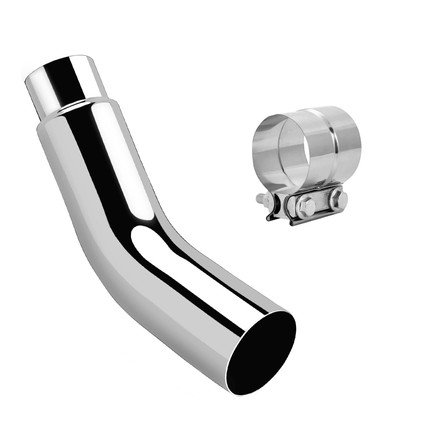 5 to 7 Inch Diesel Exhaust Tip Elbow with Clamp - Chrome Plated Or Black Coated Universal Exhaust Pipe Accessory for Trucks, Cars