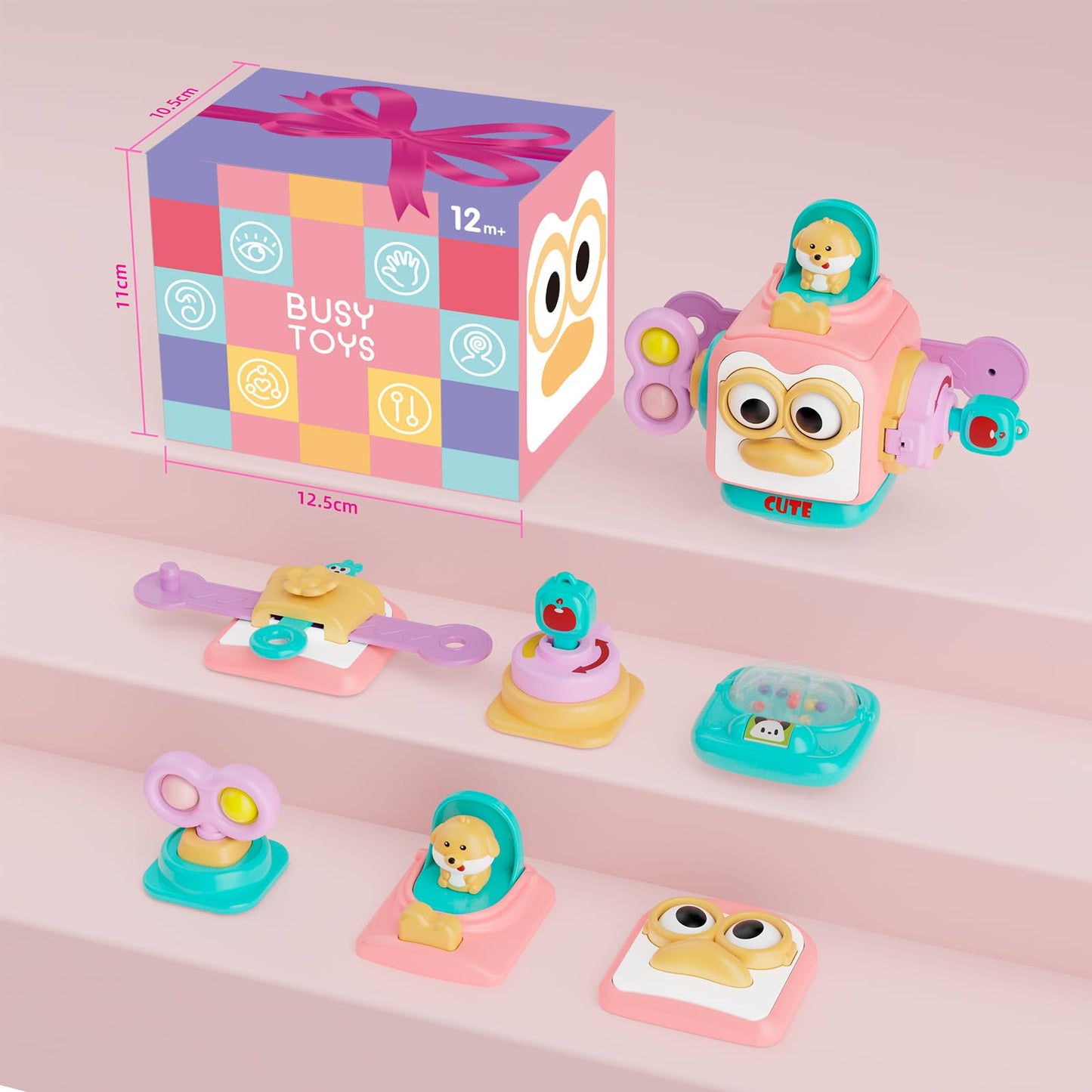 OSIMILY Toys for 1 Year Old Girl, Busy Cube Gift for 1 Year Old Girl,Sensory Toys for Toddlers 1-3,Fine Motor Skills Educational Toys,Birthday Gift for Baby Aged 6, 9, 10, 12, 18 Months