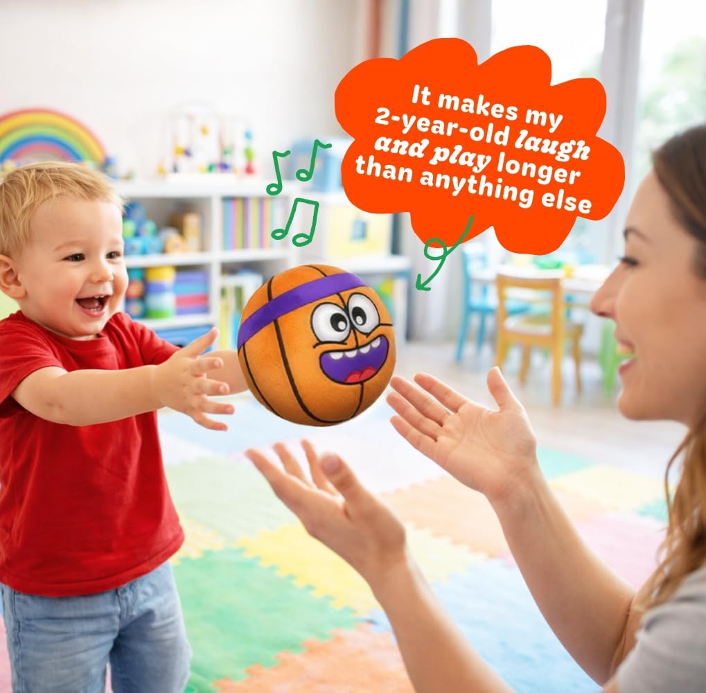 Move2Play, Hilariously Interactive Toy with Music & Sound Effects for Boy & Girl | Ball for Toddler & Baby | 6, 12, 18+ Months | 1, 2, 3+ Year Old (Basketball)