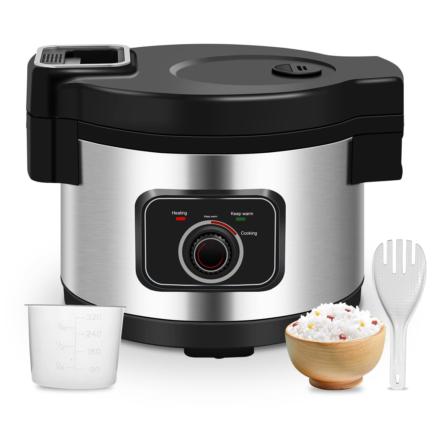WerkWeit Commercial Rice Cooker 13L Large Rice Cooker 50Cup(Cooked)/25Cup (Uncooked), 1850W Rice Cooker for Restaurant Canteen Party Commercial Rice Warmer for 24H