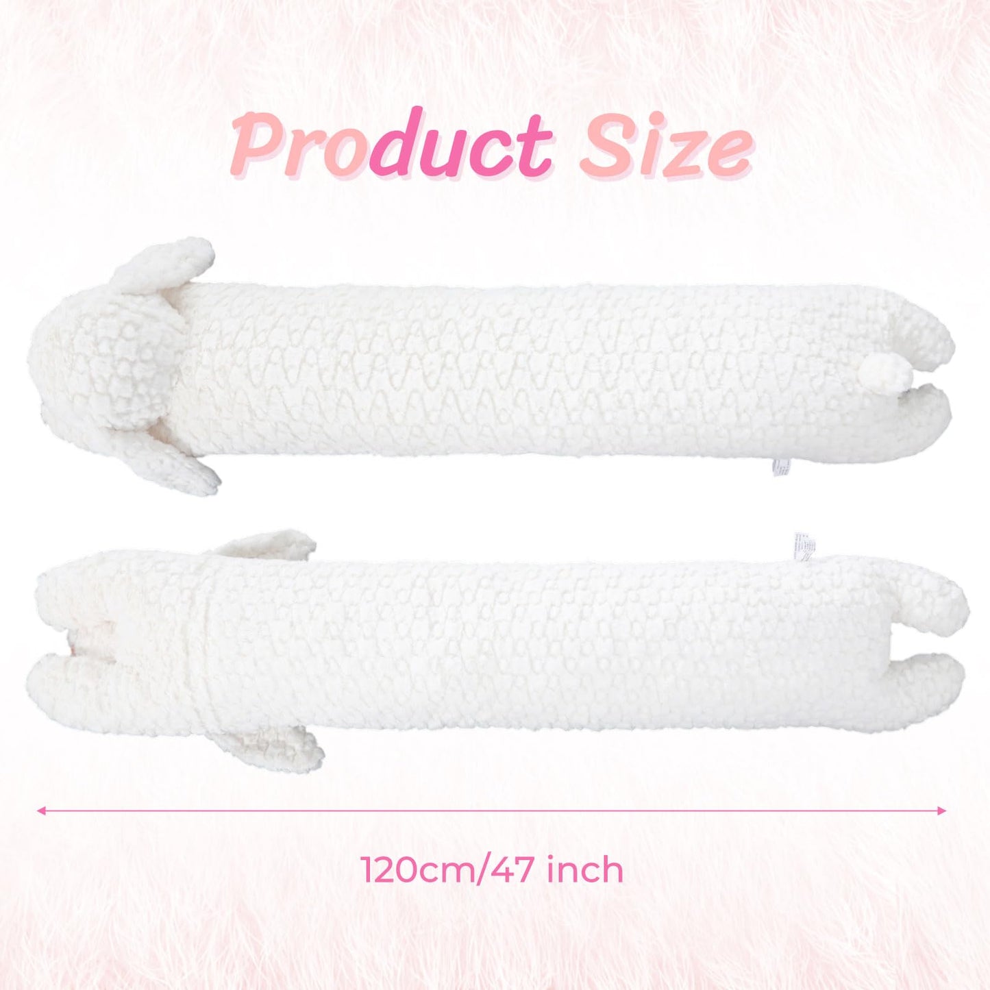 Lewtemi 47 Inches Giant Rabbit Stuffed Animal Weighted Oversized White Plush Toys Soft Plush Hugging Pillow Bedroom Decor Backrest for Accent Chairs Birthday Gift for Kids Boys Girls Adults