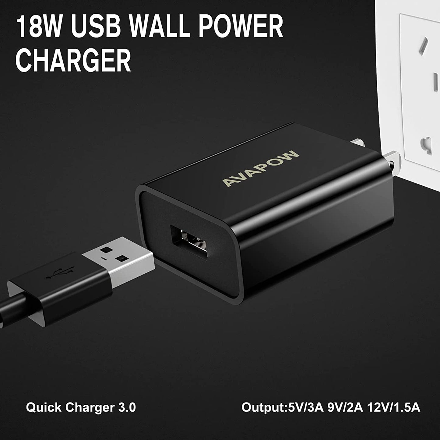 Avapow A68 Jump Starter 6000a with Avapow Wall Charger 18W for Jump Starter Charging or Phone Charging