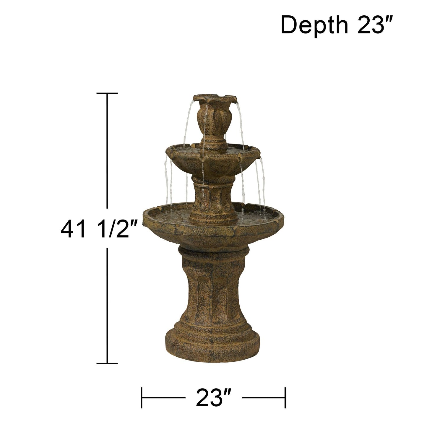 Tuscan Garden 41 1/2" High Large Traditional Italian Indoor Outdoor Decor Dark Faux Stone Floor Fountain Waterfall Tiered Standing Water Feature for Outside Patio Yard Backyard Porch - John Timberland