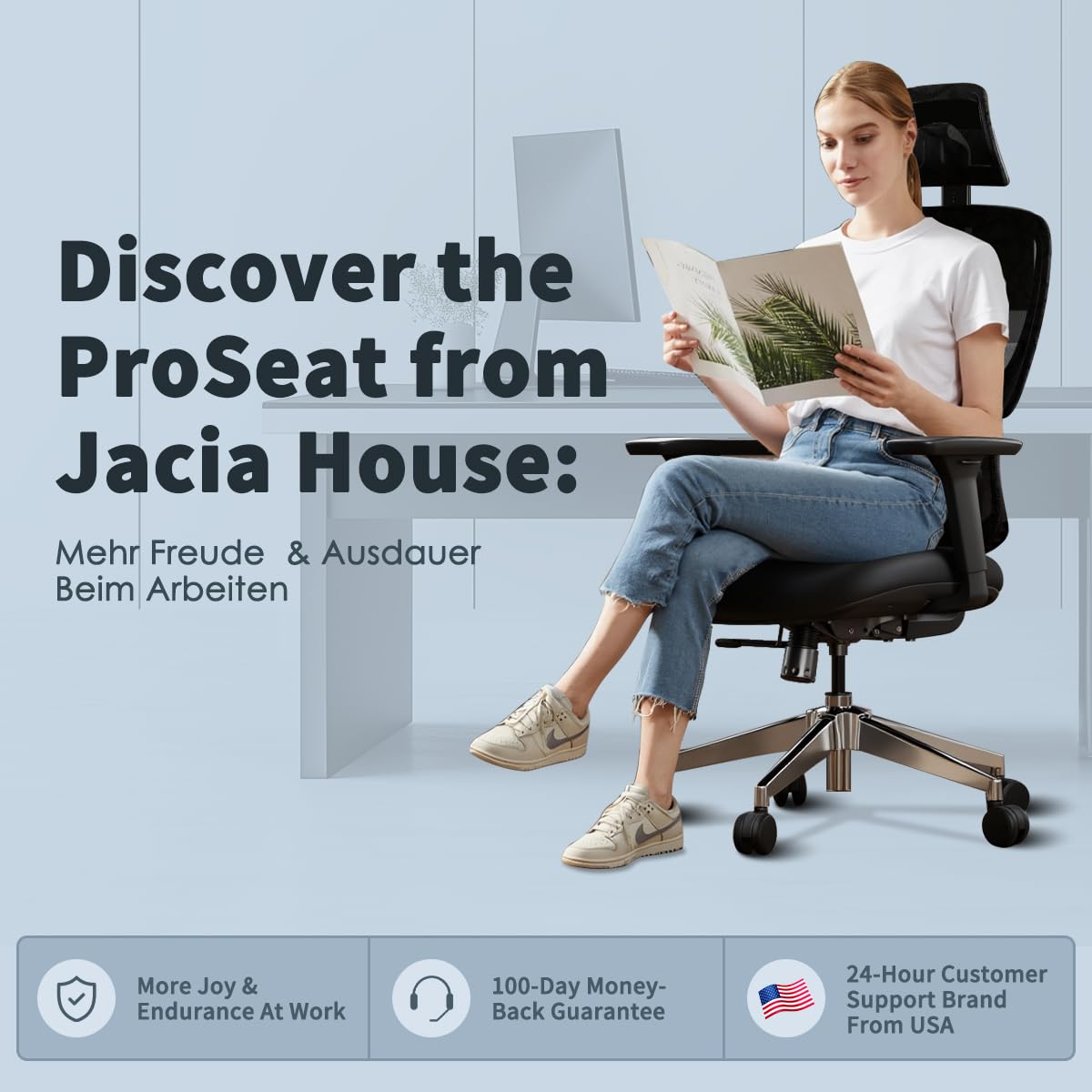 Ergonomic Office Chair Heavy Duty 1600lbs, High Back Desk Chair with 4D Armrests, Dual Back Support, Big & Tall Computer Chair, Sliding Seat, Adjustable Headrest & Lumbar, 135° Reclining (Black)