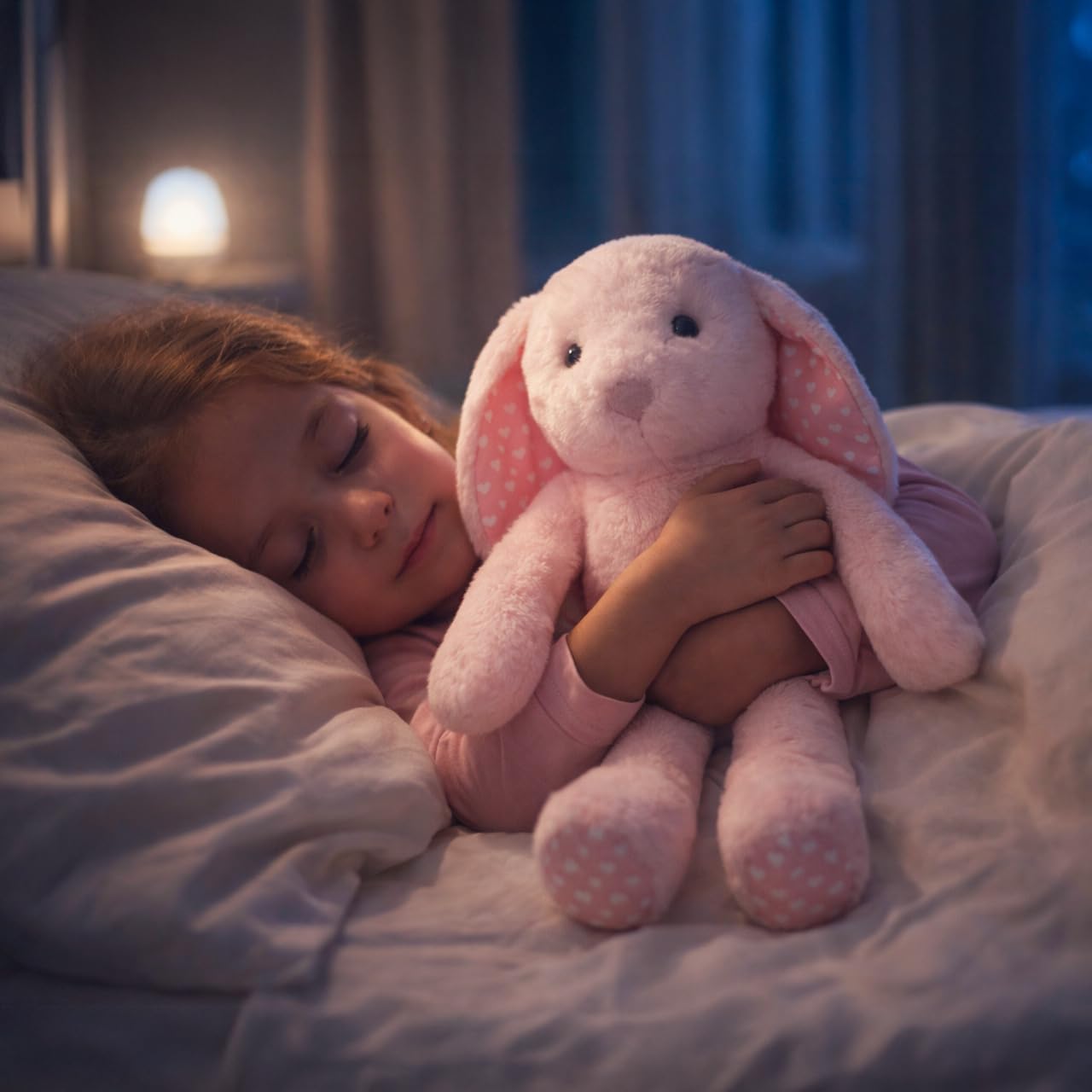WEIGEDU Pink Rabbit Bunny Stuffed Animal Plush Toys with Floppy Ears & Heart Print for Lover, Kids, Boys, Girls, Babies - Perfect Birthday Nursery Décor Easter Christmas Bedtime Gift