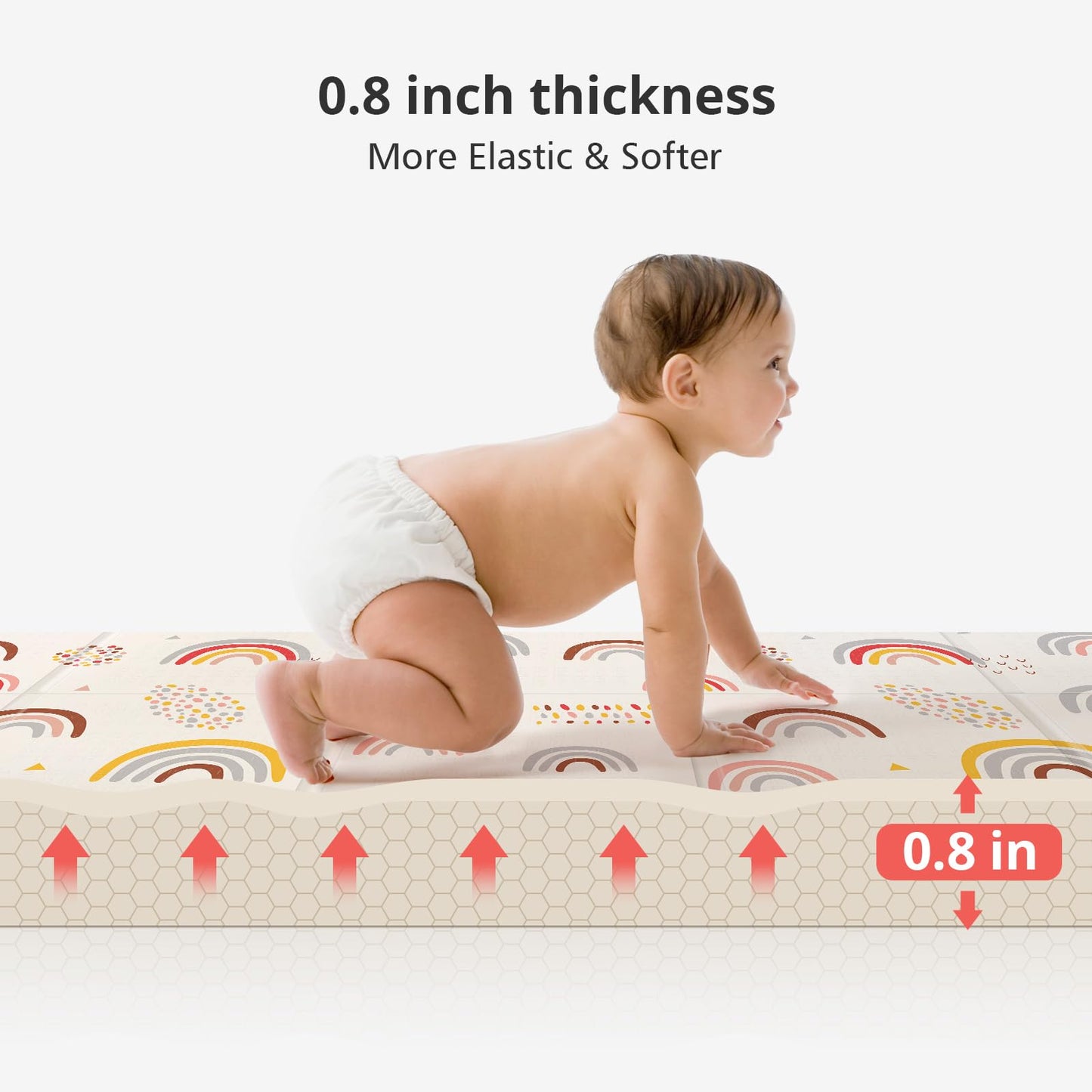 PIGLOG Baby Play Mat, Middle 59X59" Playmat for Playpen, 0.8 Inch Thick Foldable Baby Crawling Mat, Portable Playmat for Babies and Toddlers, Infants, Toddler, Kids