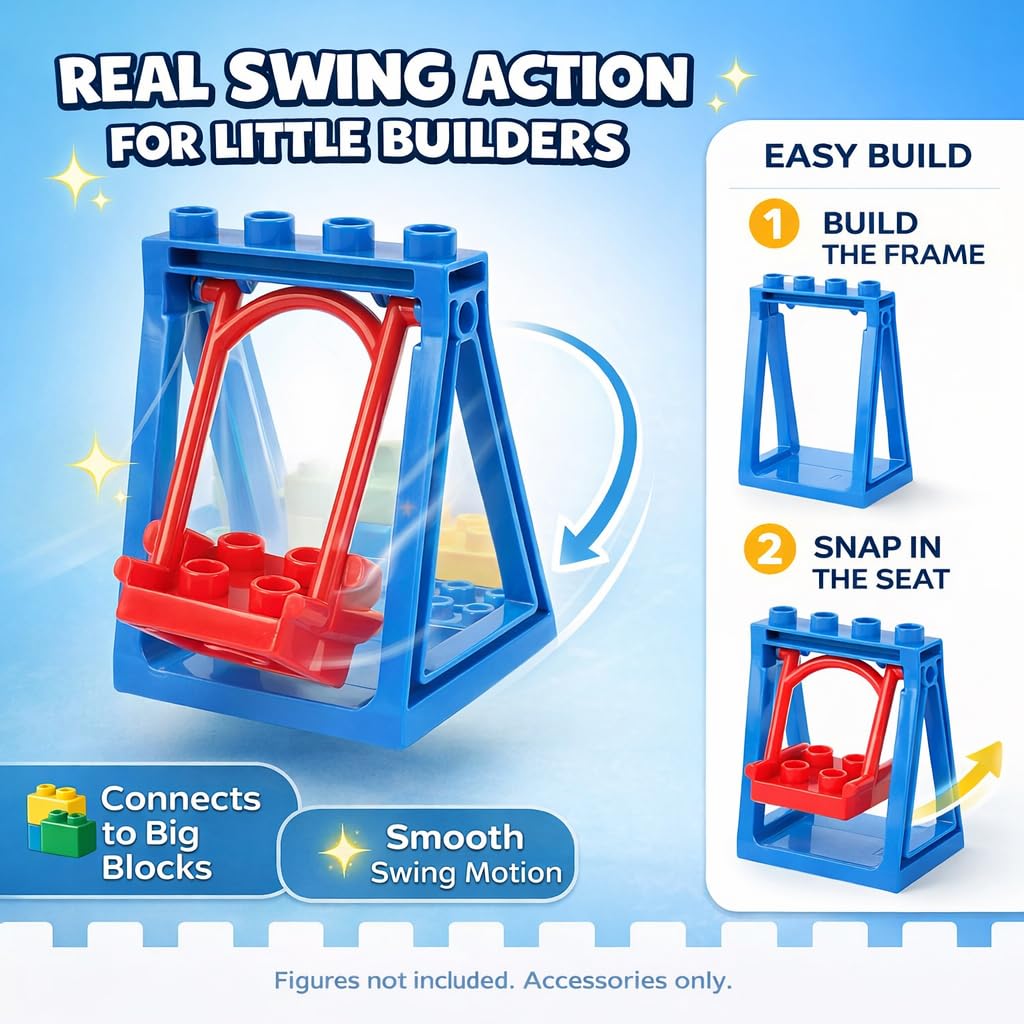 Liberty Imports 24 PCS Big Building Blocks Playground Set for Toddlers and Kids, Large Size DUPLO Compatible Construction Toy Bricks with Slides, Swings, Seesaw and Pipes Preschool Learning Playset