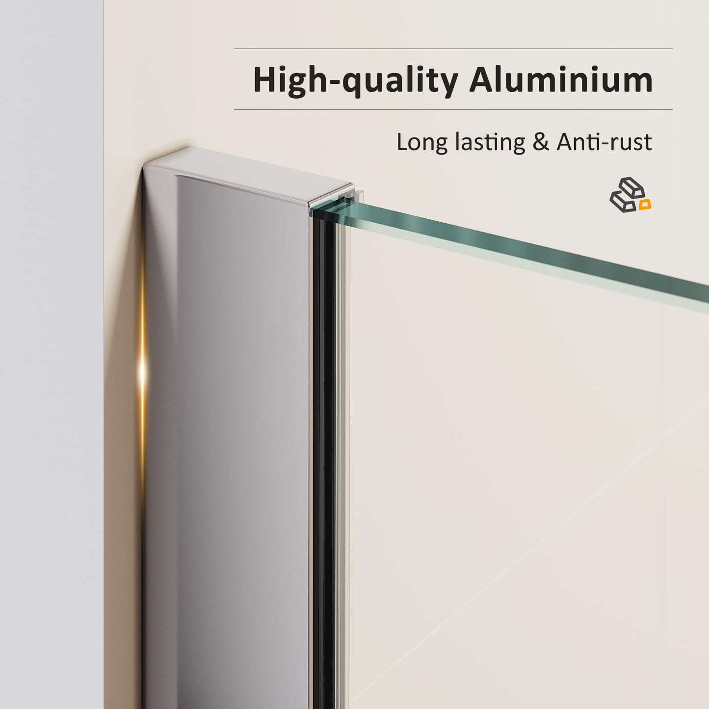 SUNNY SHOWER 30" W x 74" H Walk In Shower Door 5/16" Tempered Shower Glass Door Frameless Shower Glass Door with Support Bar, Chrome Finish