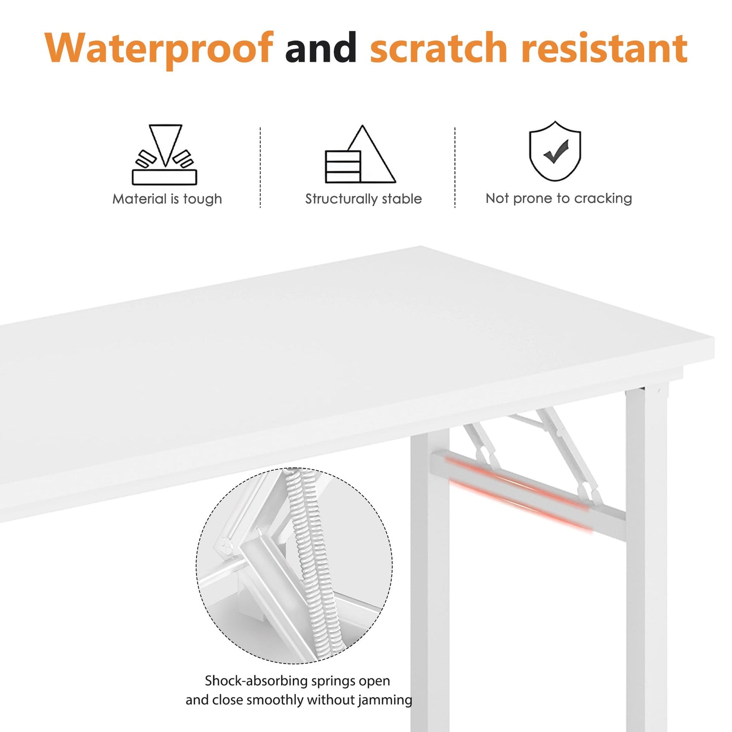 DlandHome Computer Desk 62 inches Office Desk Computer Table Study Writing Desk Workstation for Home Office Metal Frame No Install Needed White and White
