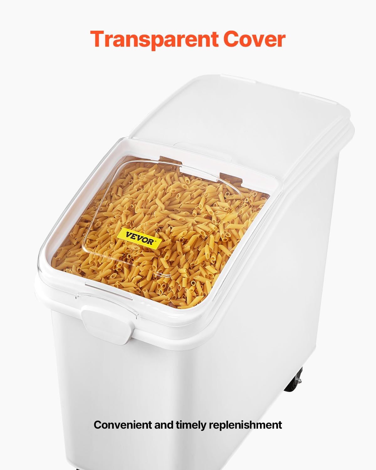 Mophorn 27 Gallon Food Storage Containers 500 Cup Ingredient Bin with Scoop and Sliding Lid Commercial Food Container Ideal for Rice storage, Dog Food Container, Flour and Sugar Containers, White