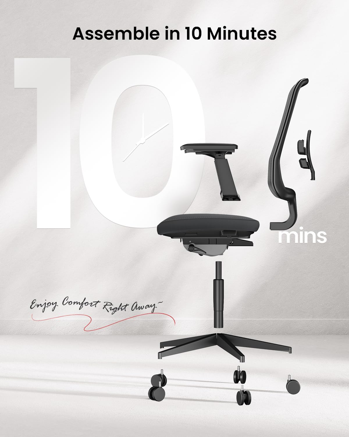 ProtoArc Ergonomic Office Chair - Flexer Pro Mesh Desk Chair with Lumbar Support, Slide Seat & 4D Armrests, Breathable Mesh from Wintex, Tilt Lock, Metal Base | for Home & Computer Work - Black