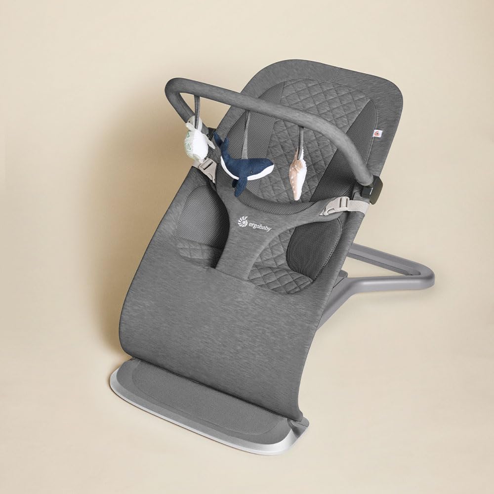 Ergobaby Evolve 3-in-1 Bouncer Toy Bar Accessory, Ocean Wonders - Charcoal Grey