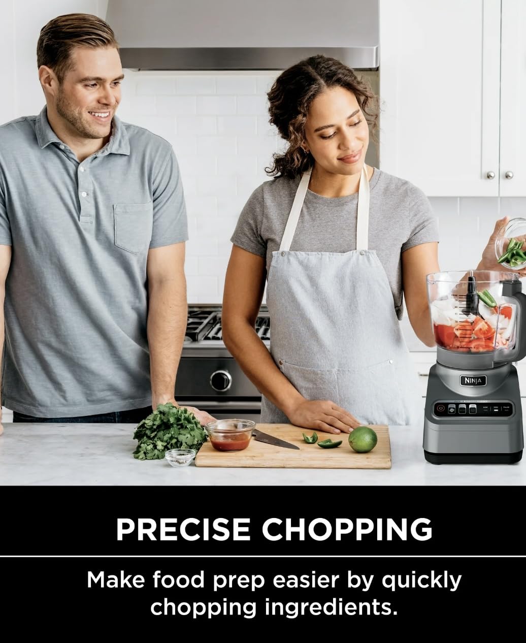 Ninja Professional Food Processor, 850 Watt motor, 9-Cup Capacity, 3 Auto iQ Preset Programs, Powerful dough mixer, Gray (BN600)