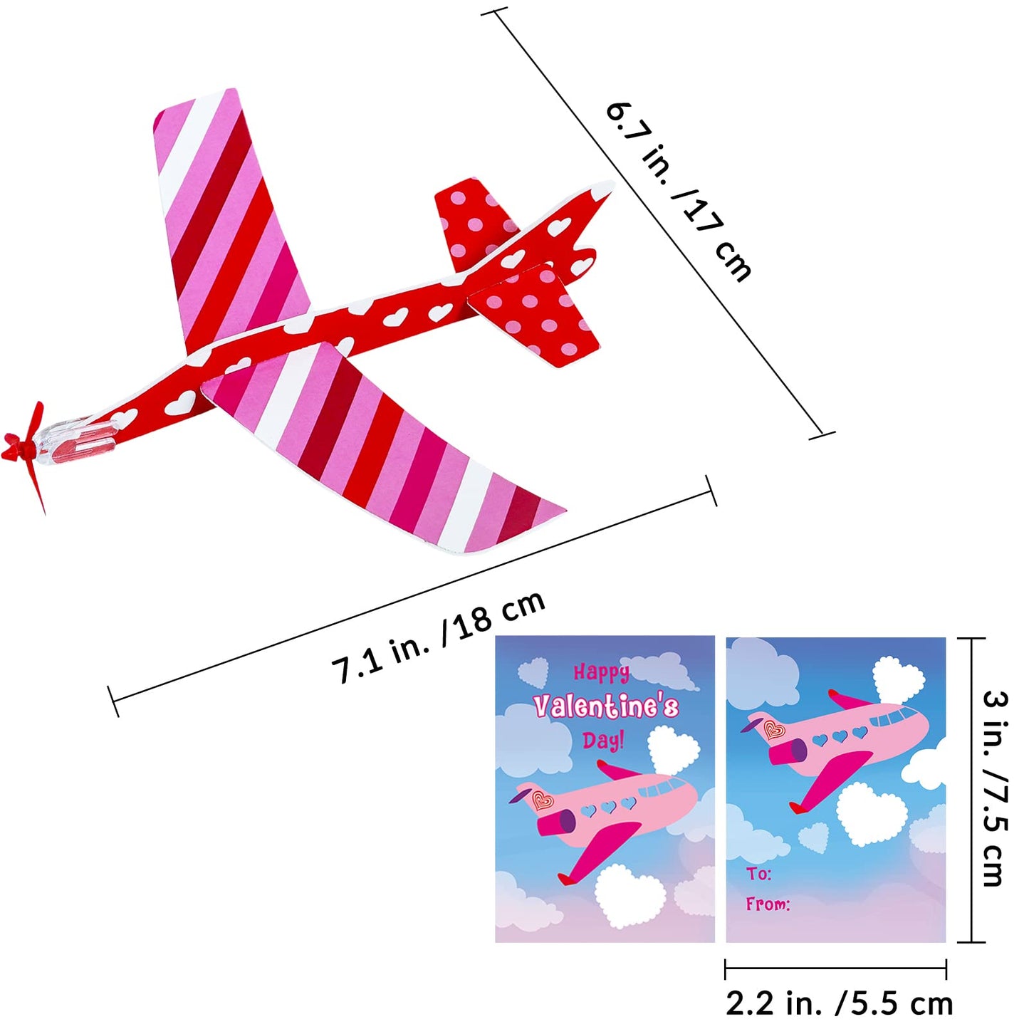 Winlyn 32 Sets Valentines Day Foam Airplanes Glider Planes with Cards for Kids Boys Girls Valentine Planes Party Favors School Classroom Gift Exchange Valentines Treats Prizes Goodie Bag Stuffers Toys